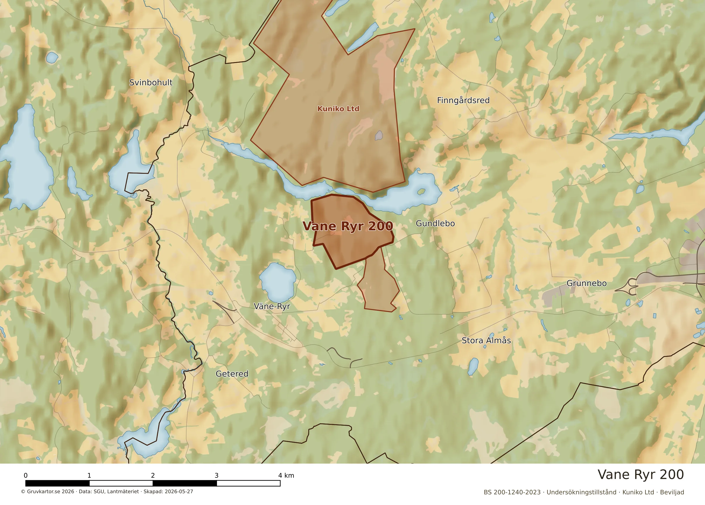 Närkarta över Vane Ryr 200