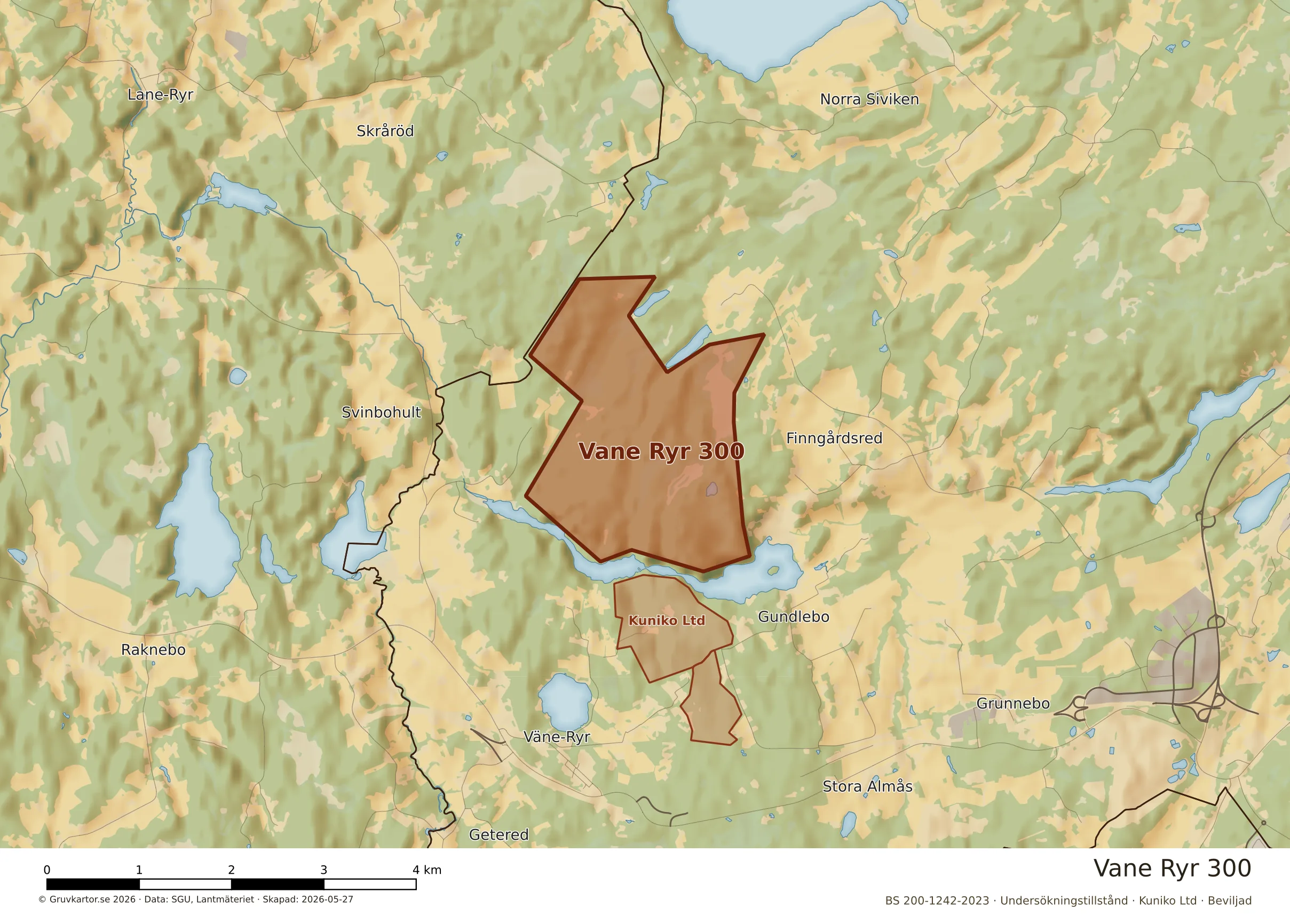 Närkarta över Vane Ryr 300