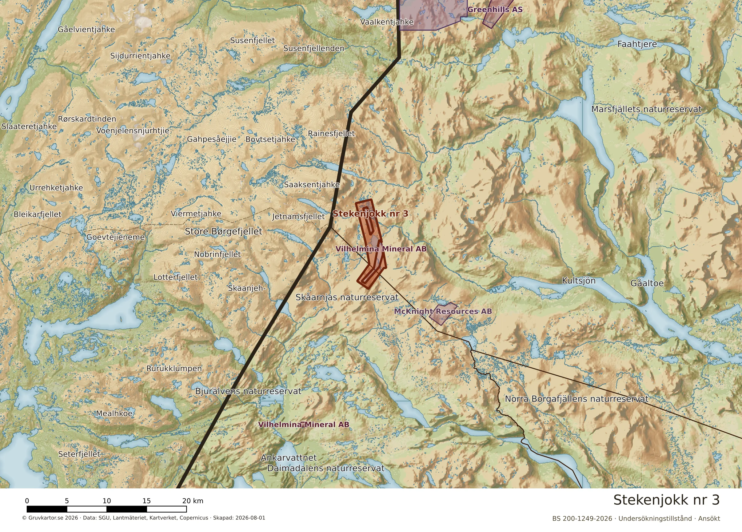 Översiktskarta över Stekenjokk nr 9 i sitt landskap