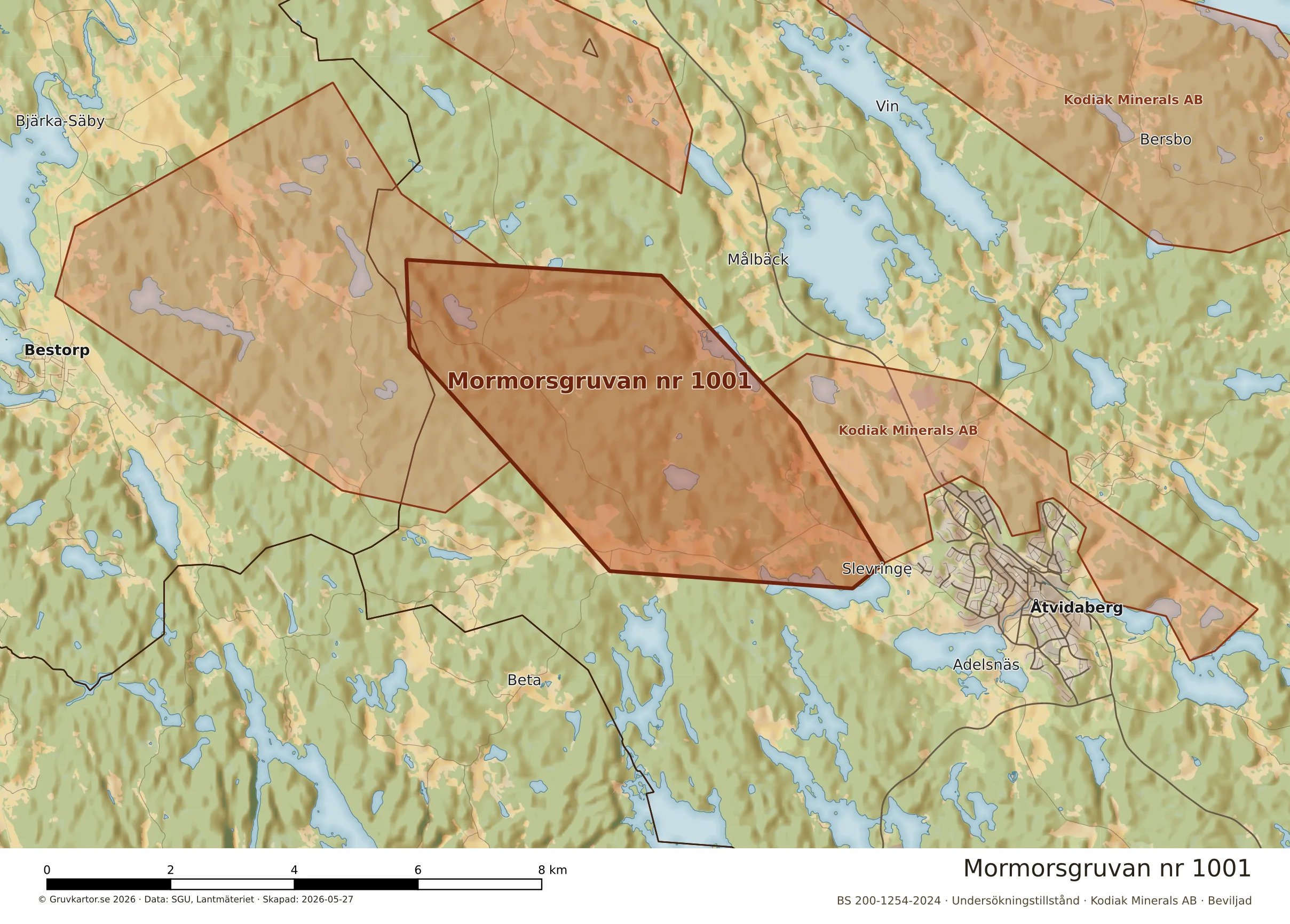 Närkarta över Mormorsgruvan nr 1001