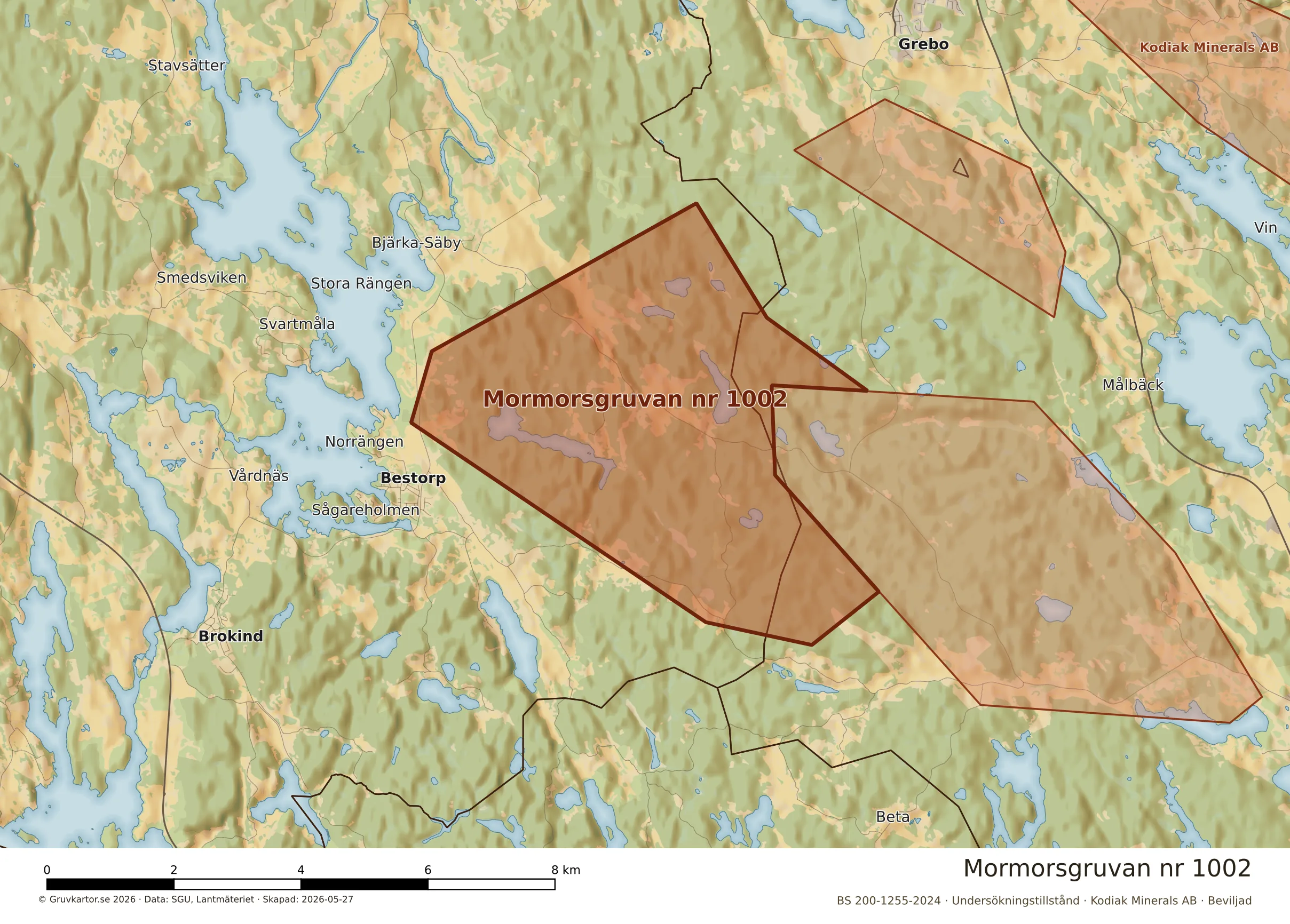 Närkarta över Mormorsgruvan nr 1002
