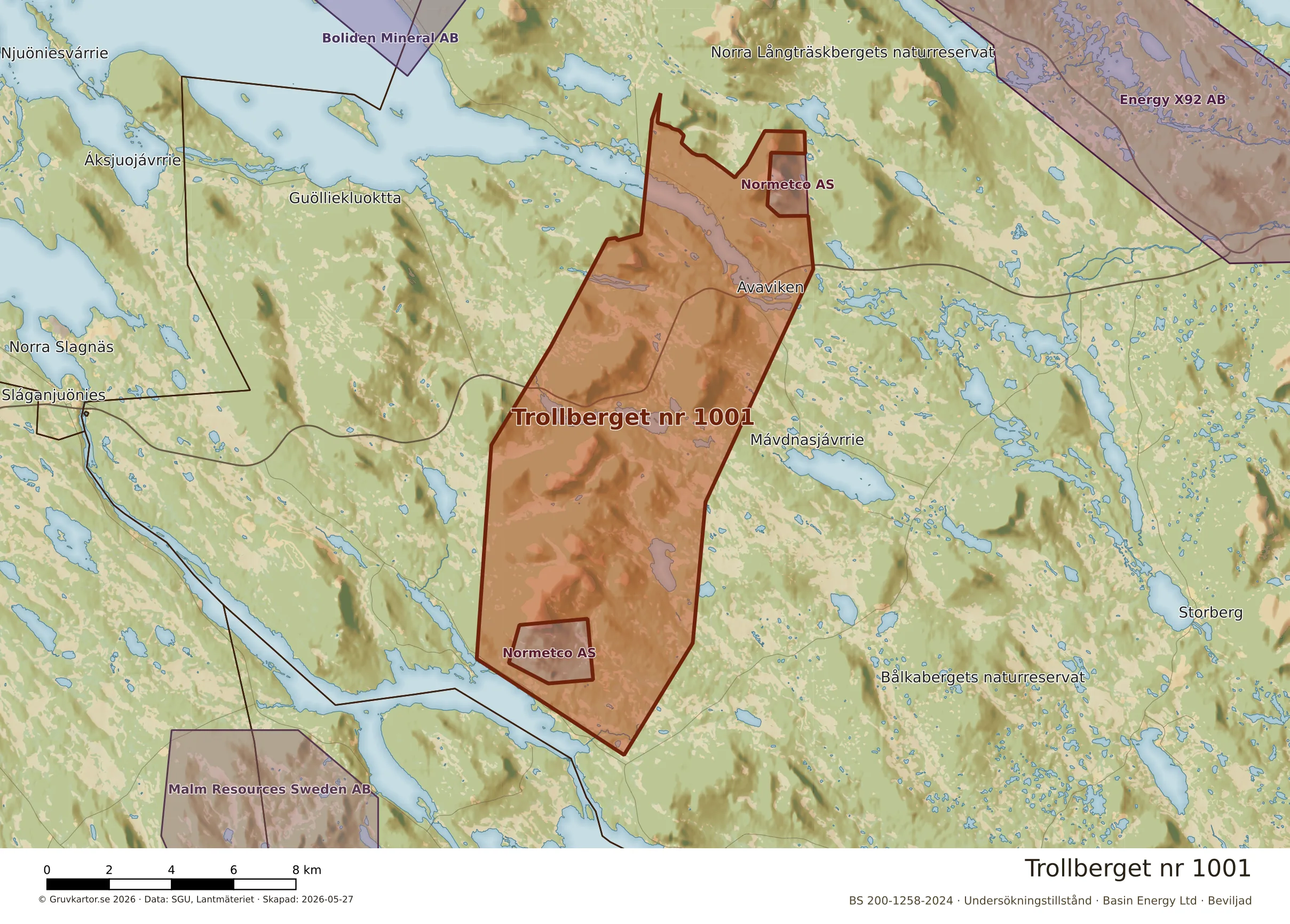 Närkarta över Trollberget nr 1001