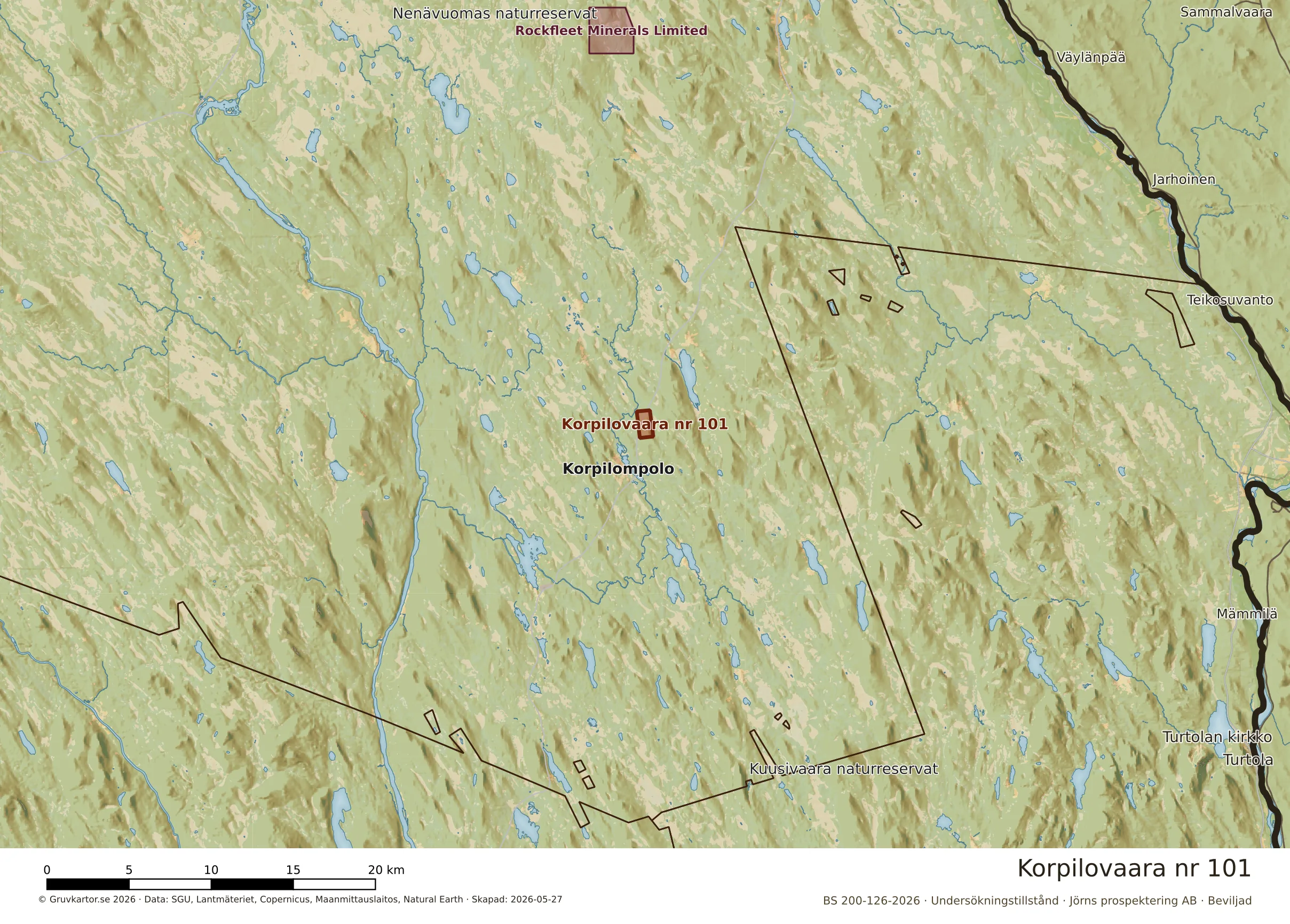 Översiktskarta över Korpilovaara nr 101 i sitt landskap