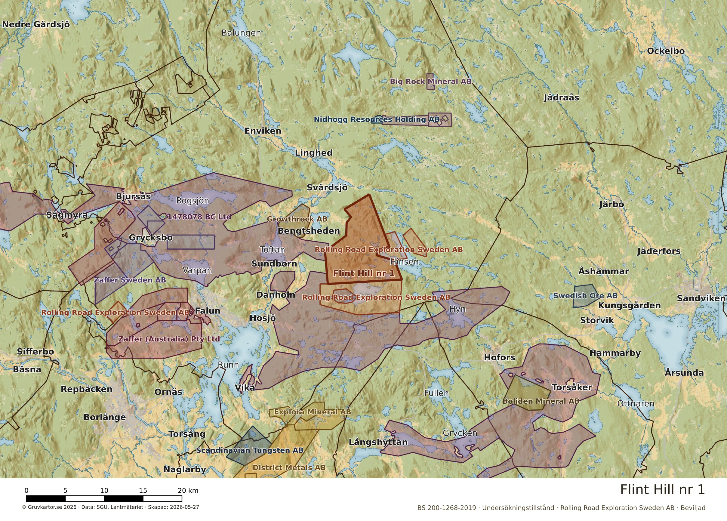 Översiktskarta över Flint Hill nr 1 i sitt landskap