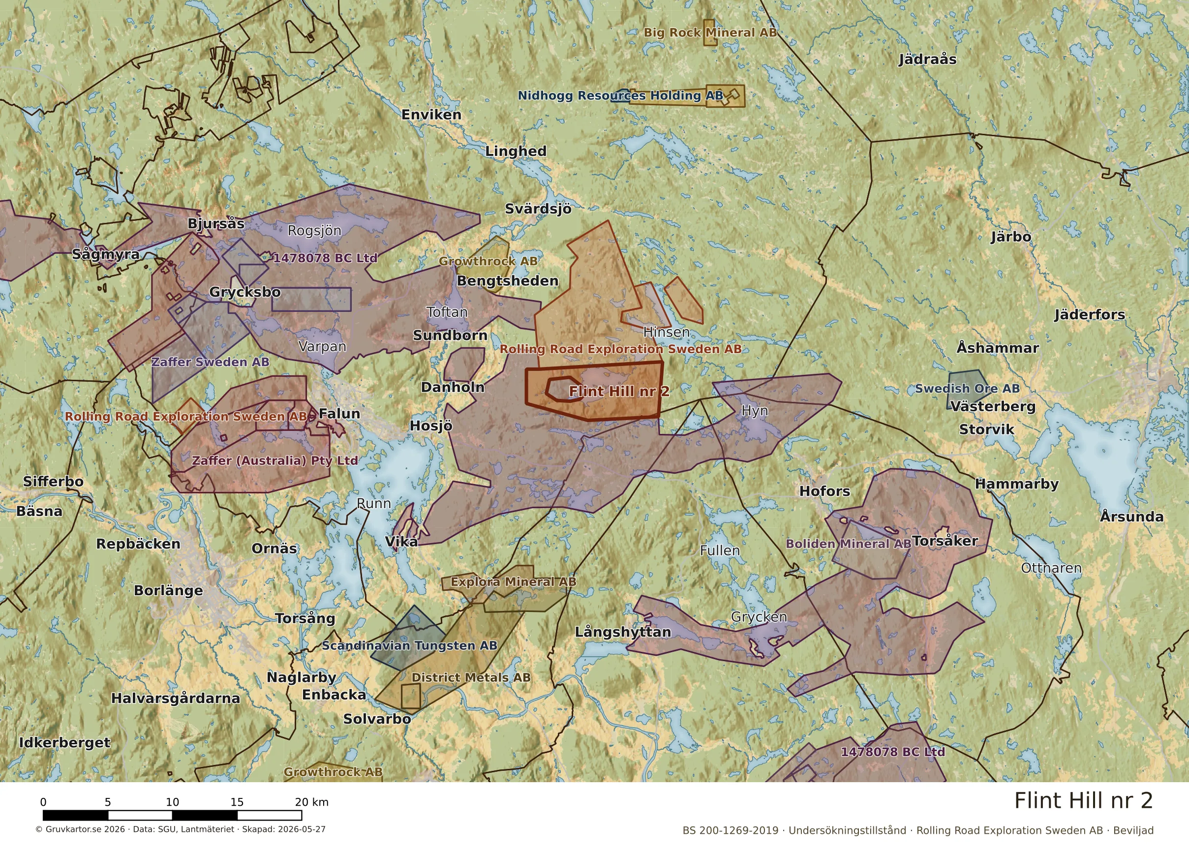 Översiktskarta över Flint Hill nr 2 i sitt landskap