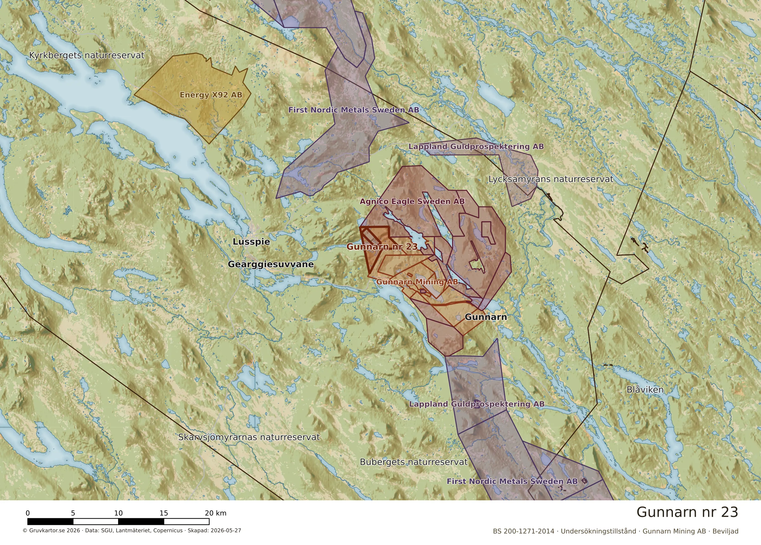 Översiktskarta över Gunnarn nr 23 i sitt landskap