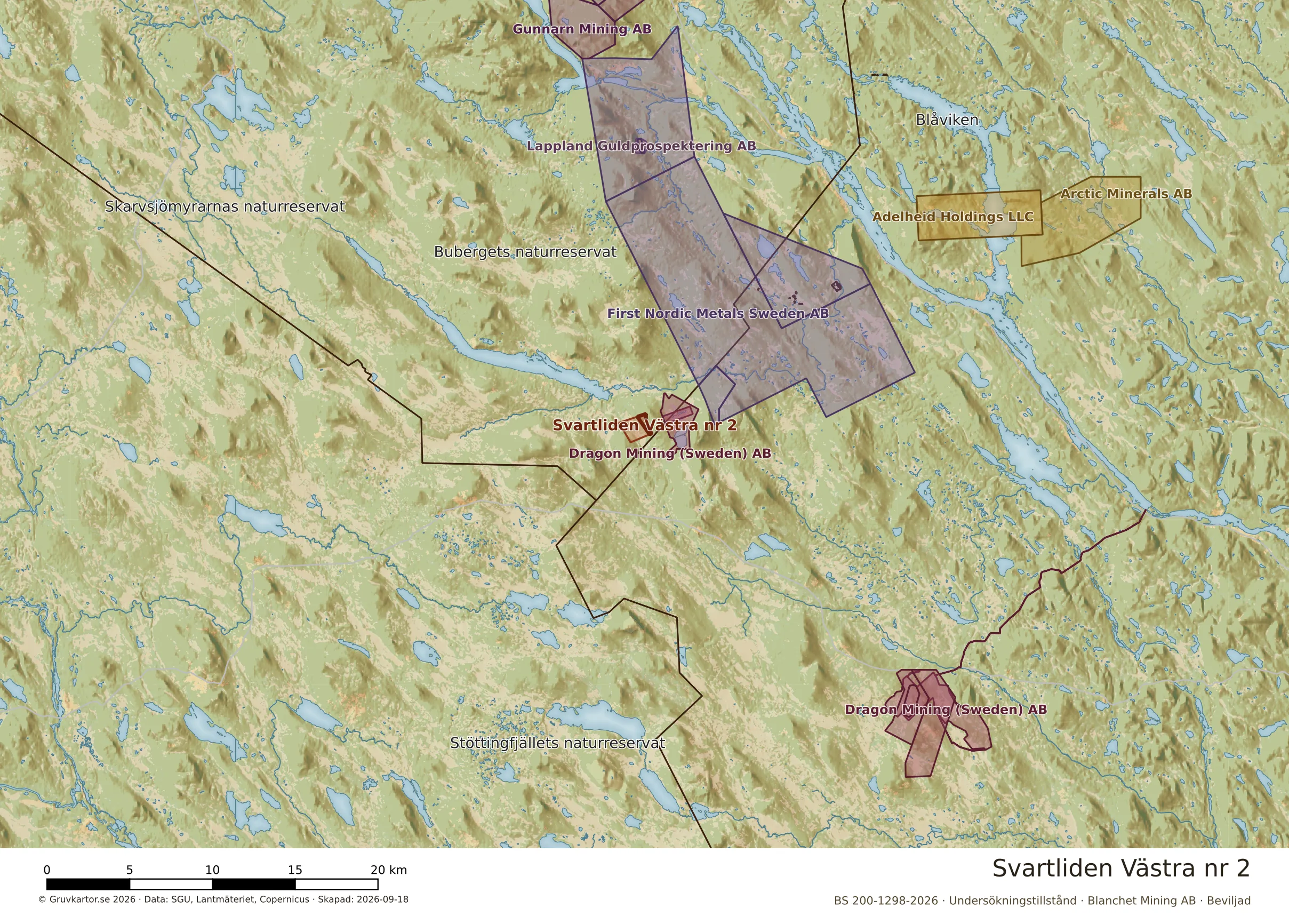 Översiktskarta över Svartliden Västra nr 2 i sitt landskap