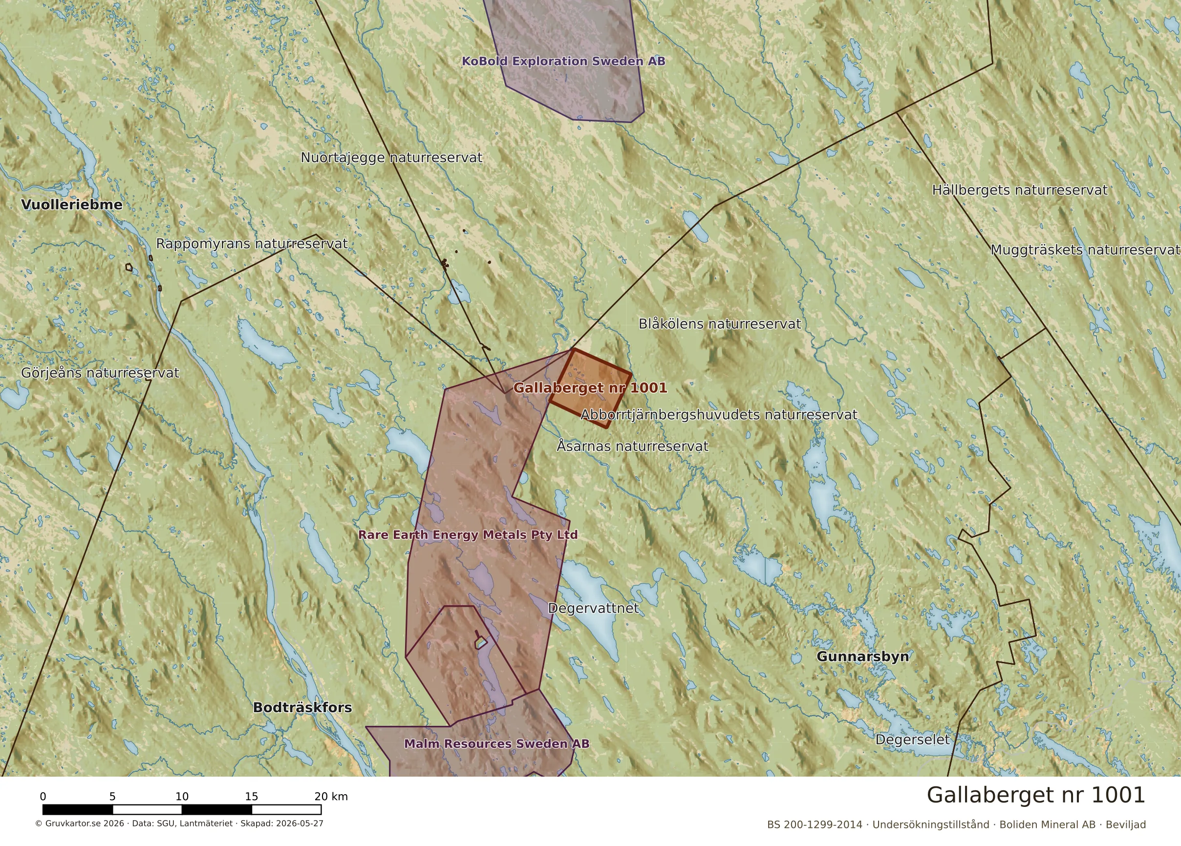 Översiktskarta över Gallaberget nr 1001 i sitt landskap