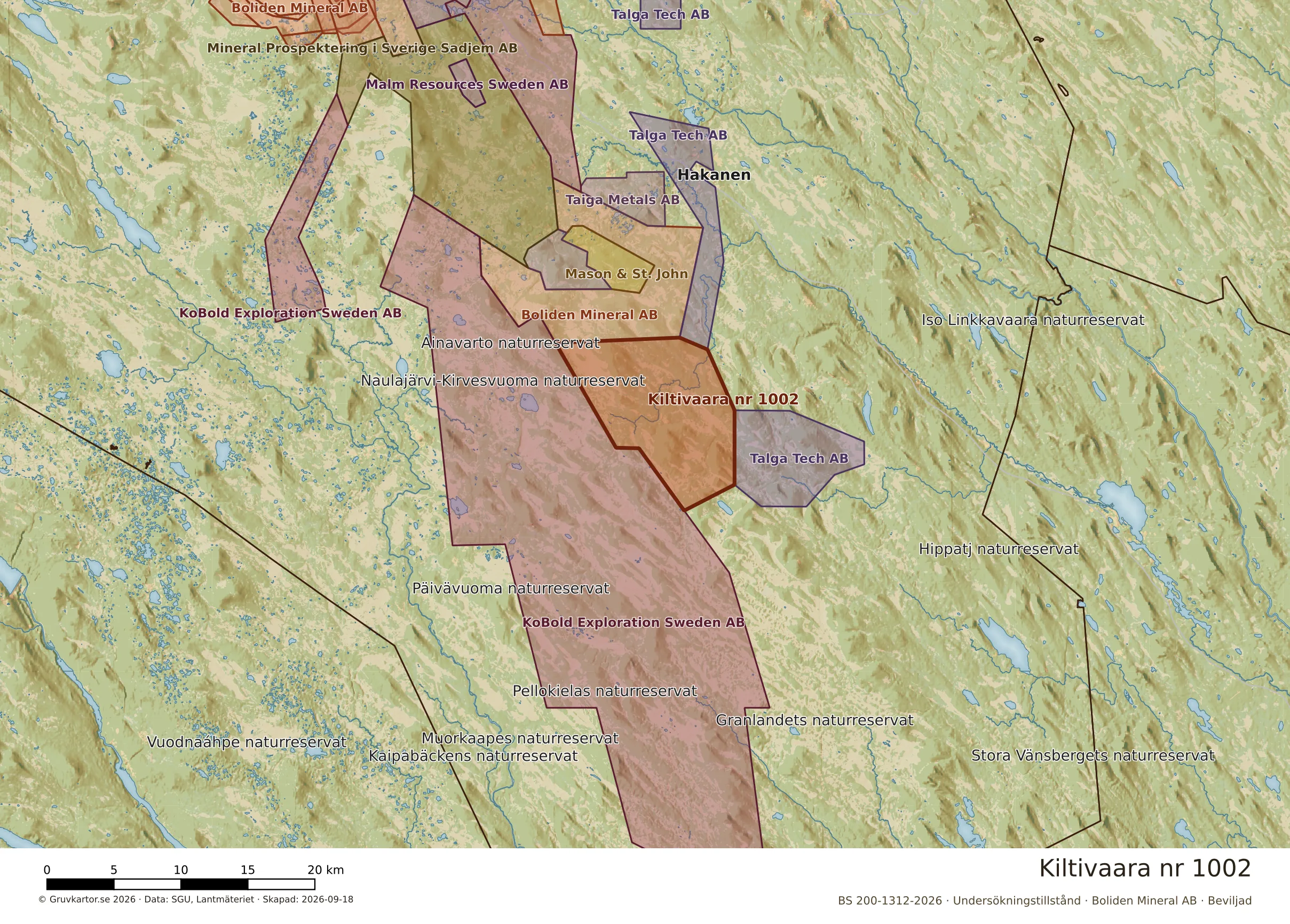 Översiktskarta över Kiltivaara nr 1002 i sitt landskap