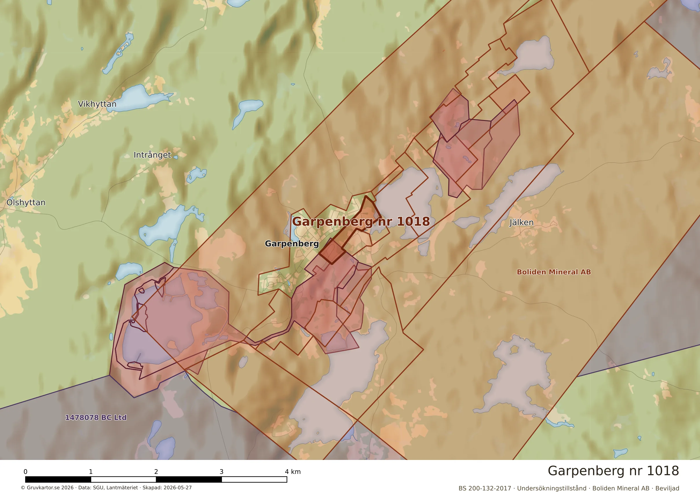 Närkarta över Garpenberg nr 1018