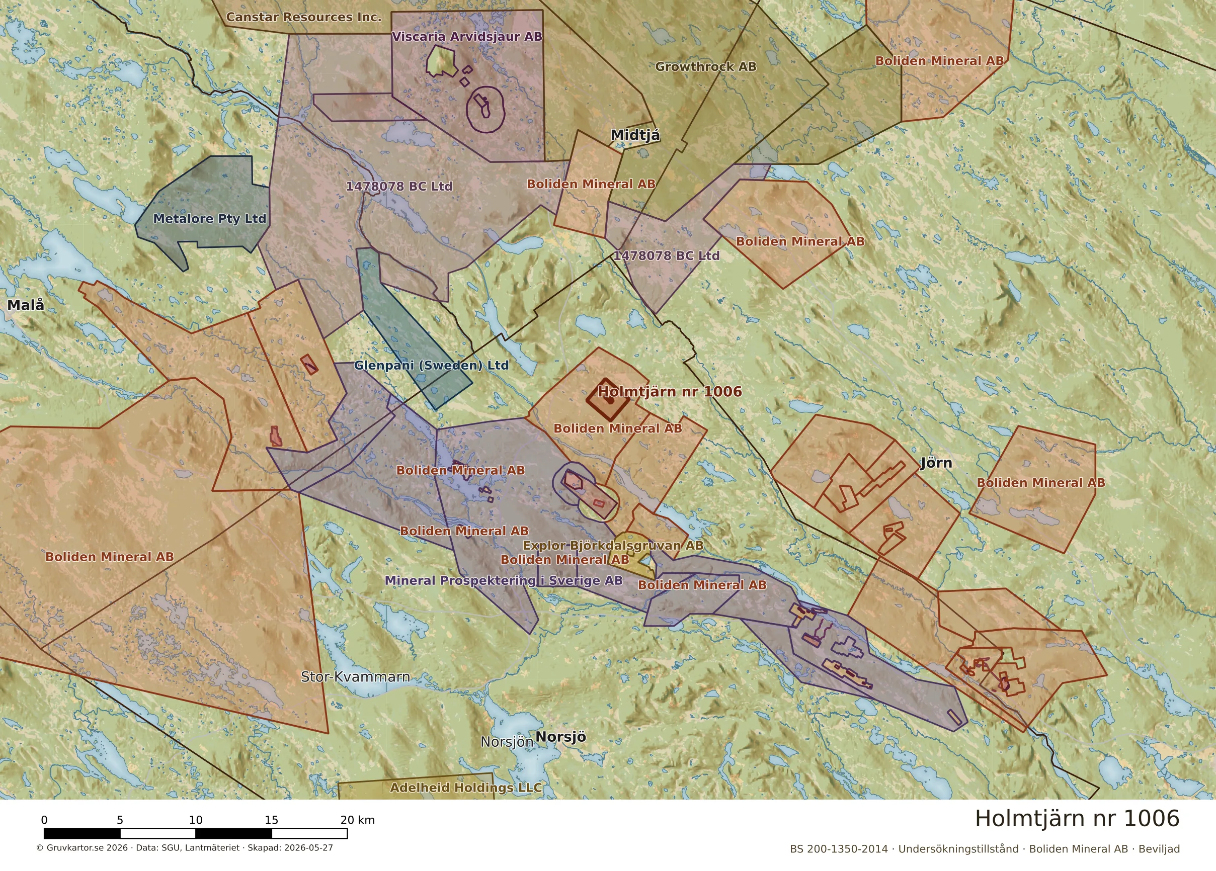 Översiktskarta över Holmtjärn nr 1006 i sitt landskap