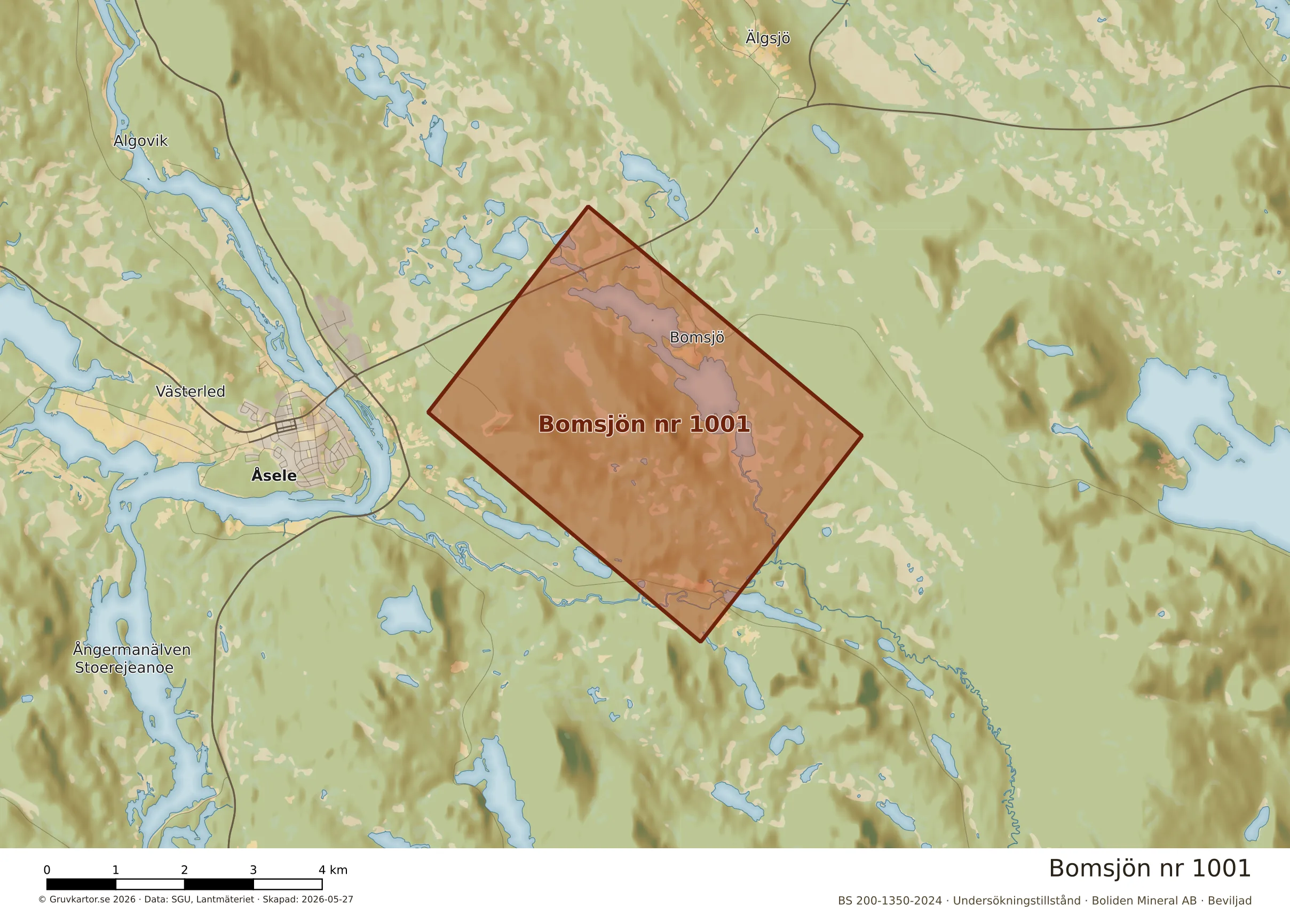 Närkarta över Bomsjön nr 1001