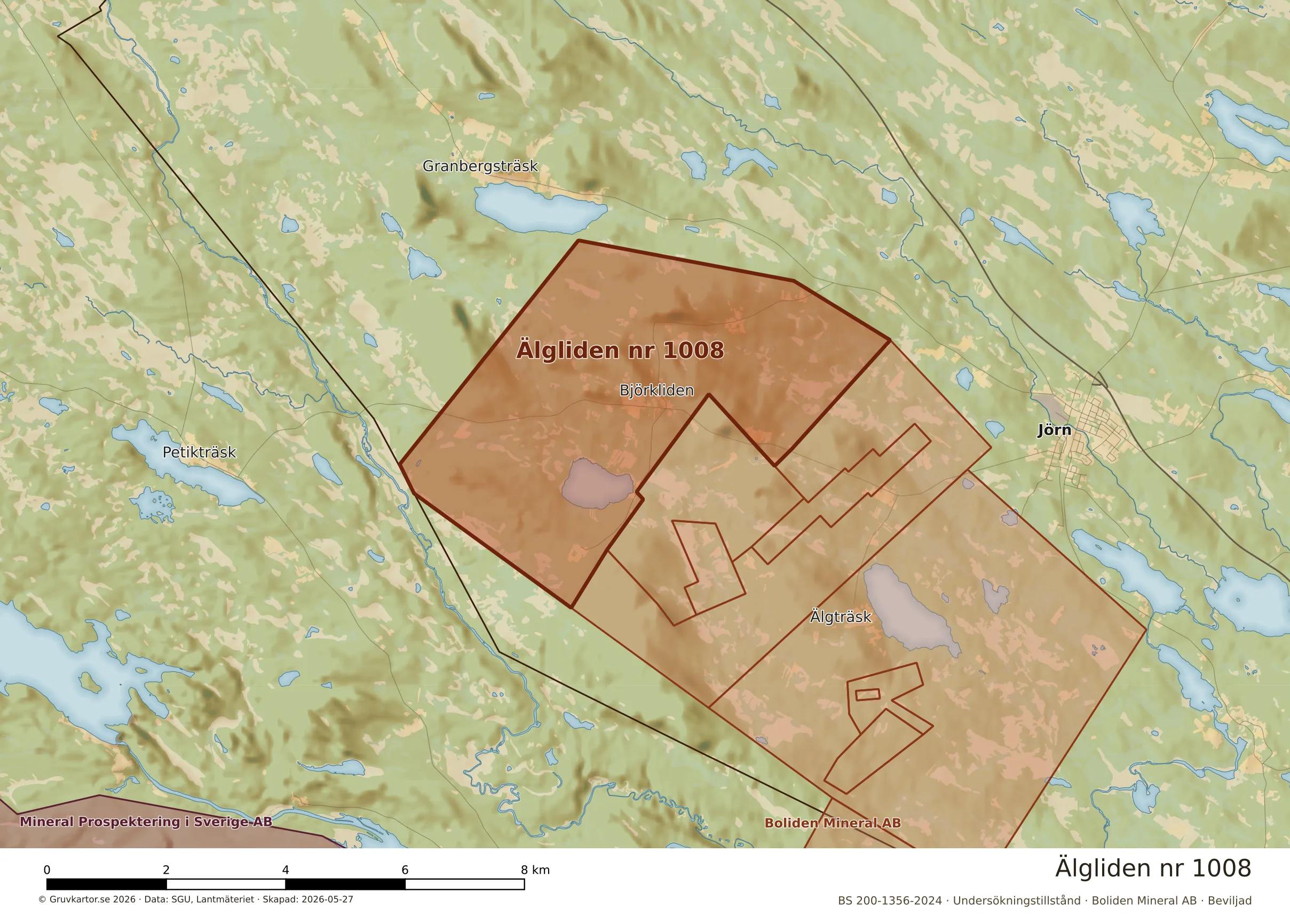 Närkarta över Älgliden nr 1008