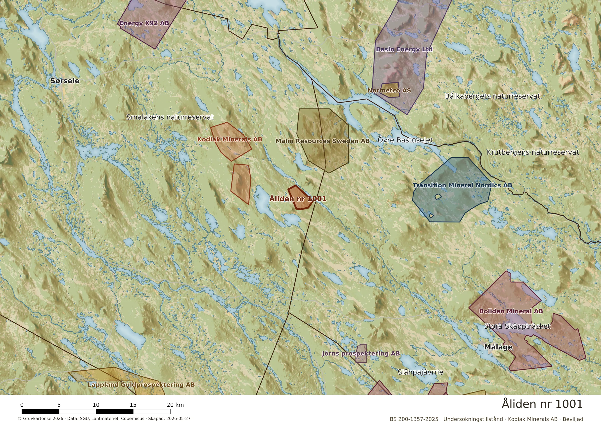 Översiktskarta över Åliden nr 1001 i sitt landskap