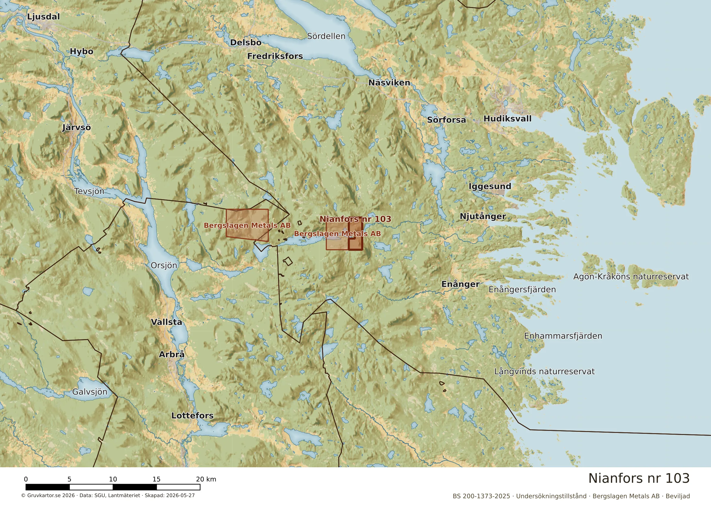 Översiktskarta över Nianfors nr 103 i sitt landskap