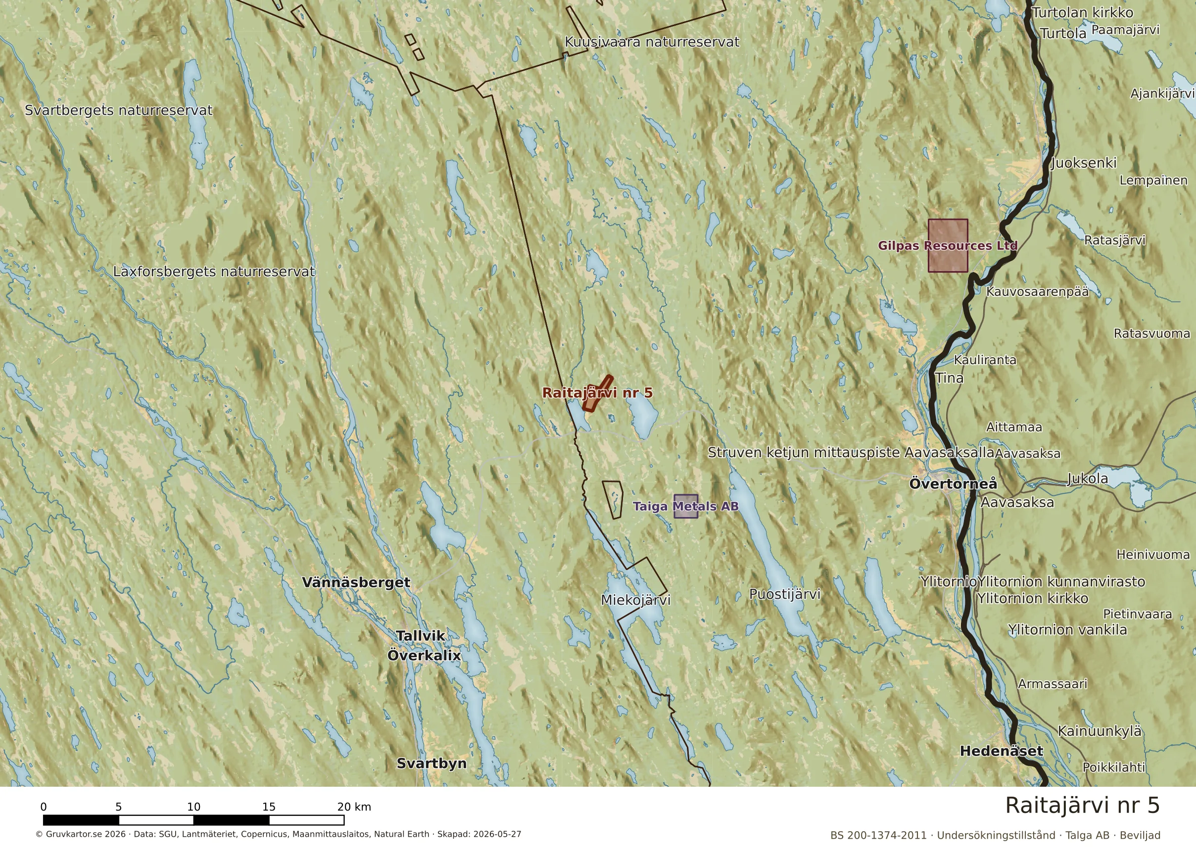 Översiktskarta över Raitajärvi nr 5 i sitt landskap