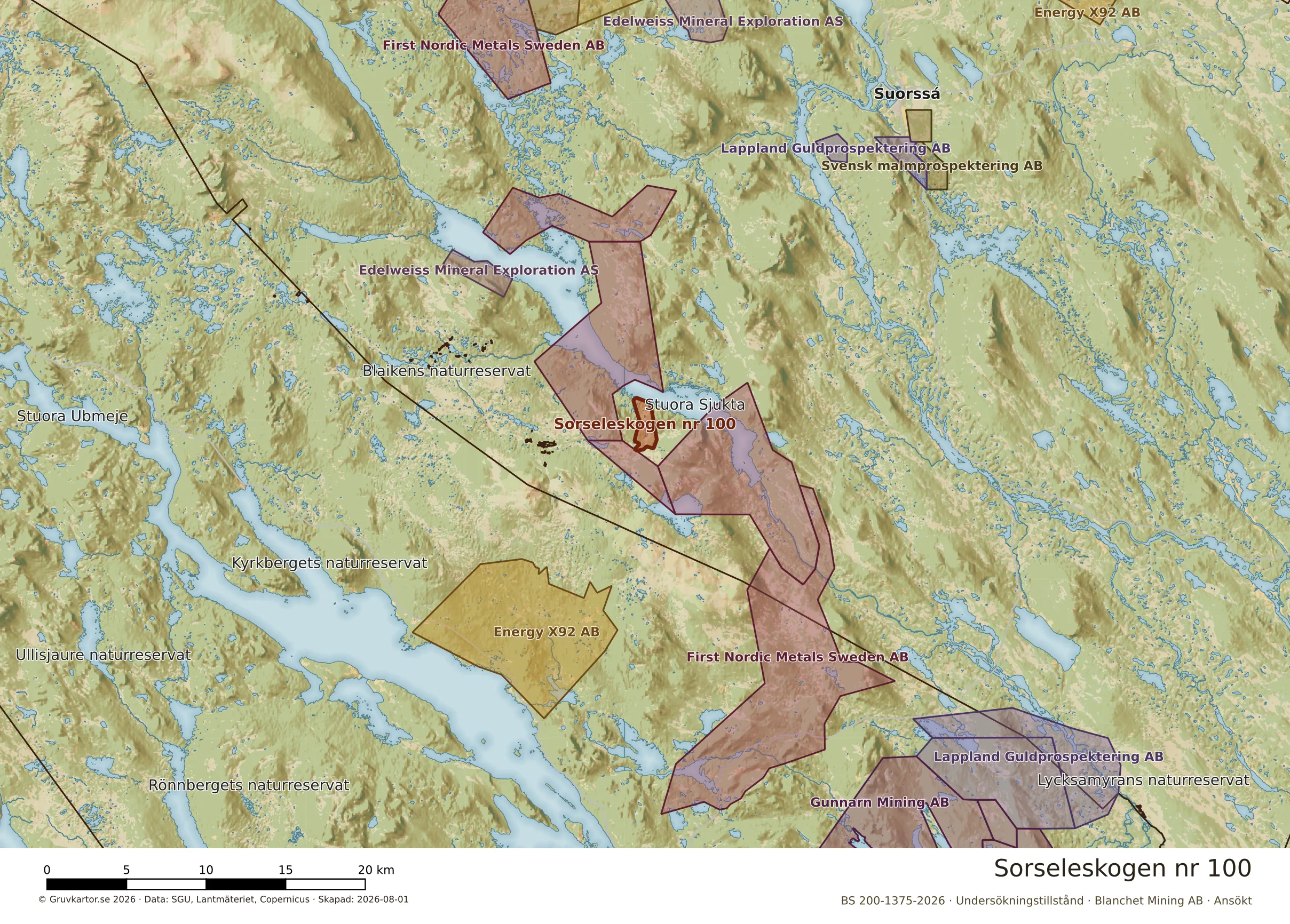 Översiktskarta över Sorseleskogen nr 777 i sitt landskap
