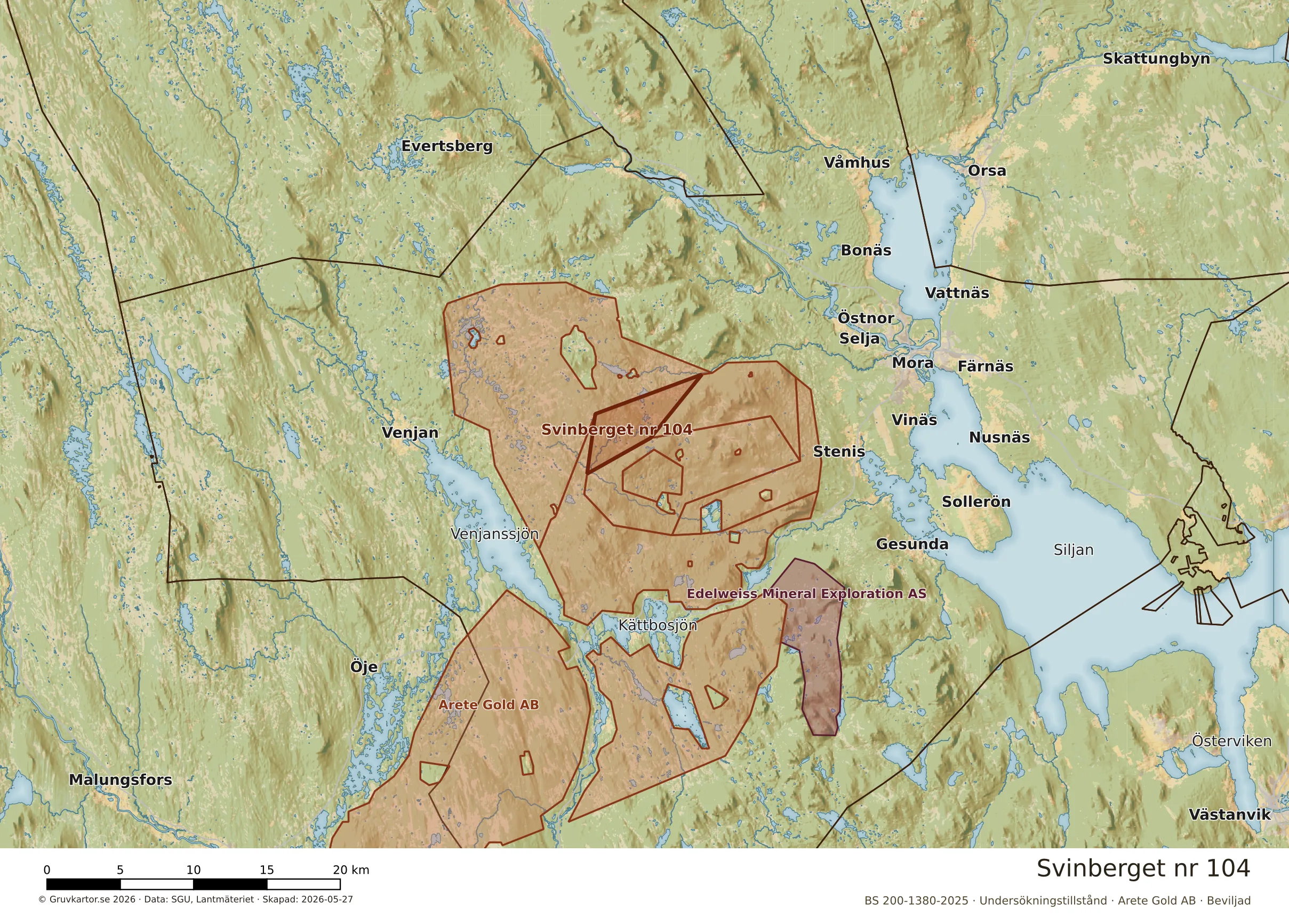 Översiktskarta över Svinberget nr 104 i sitt landskap
