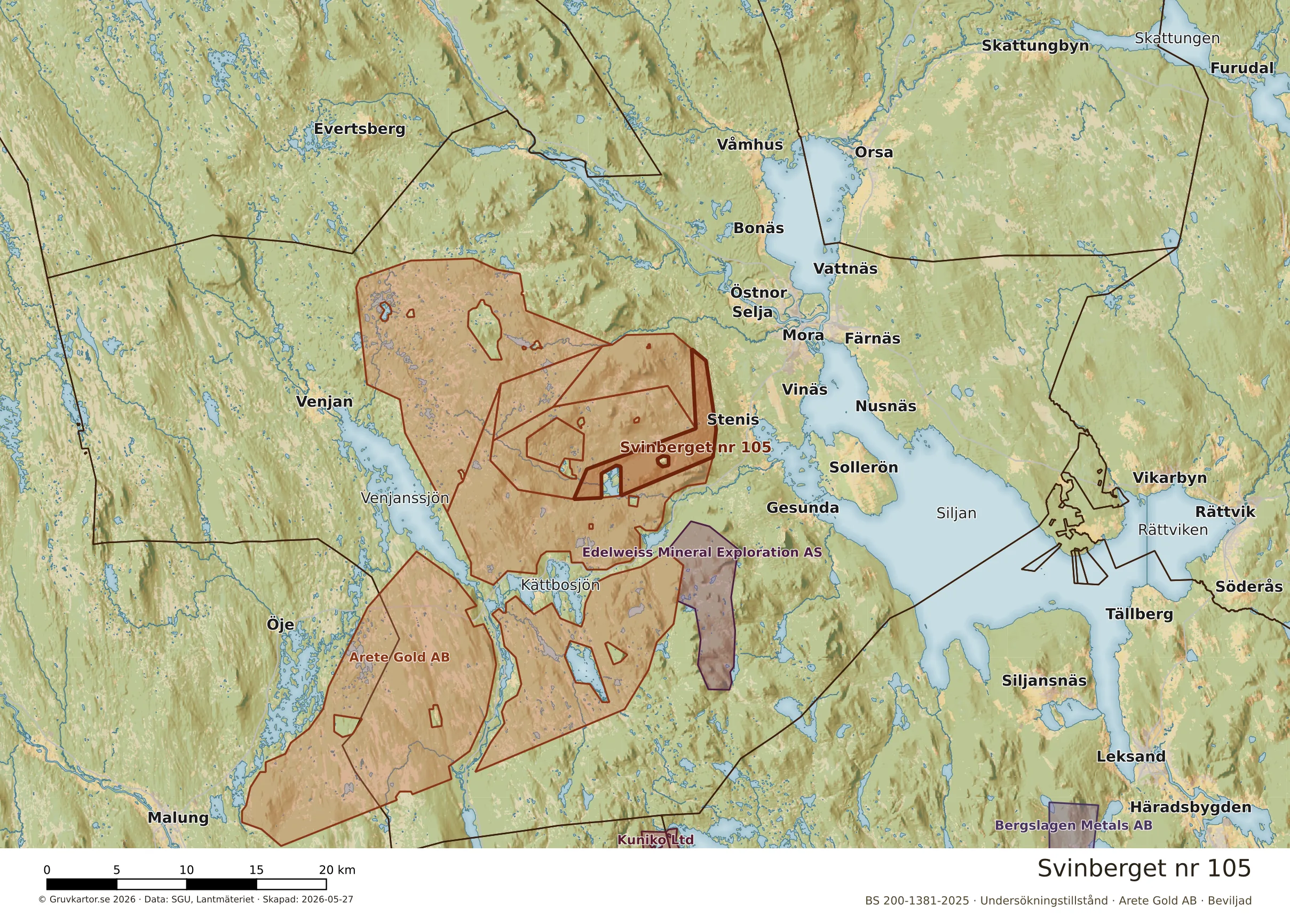Översiktskarta över Svinberget nr 105 i sitt landskap