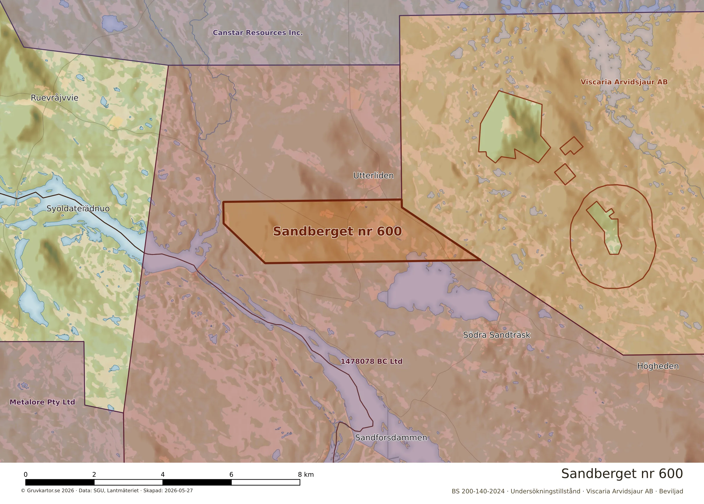 Närkarta över Sandberget nr 600