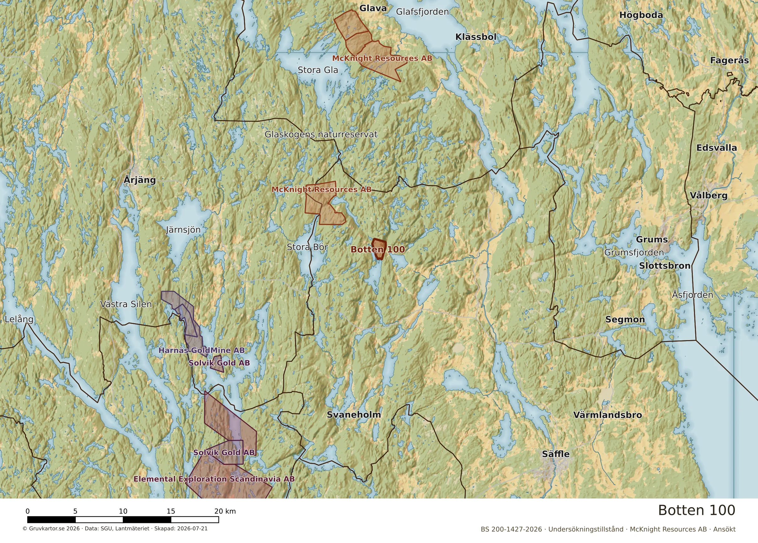 Översiktskarta över Botten 100 i sitt landskap