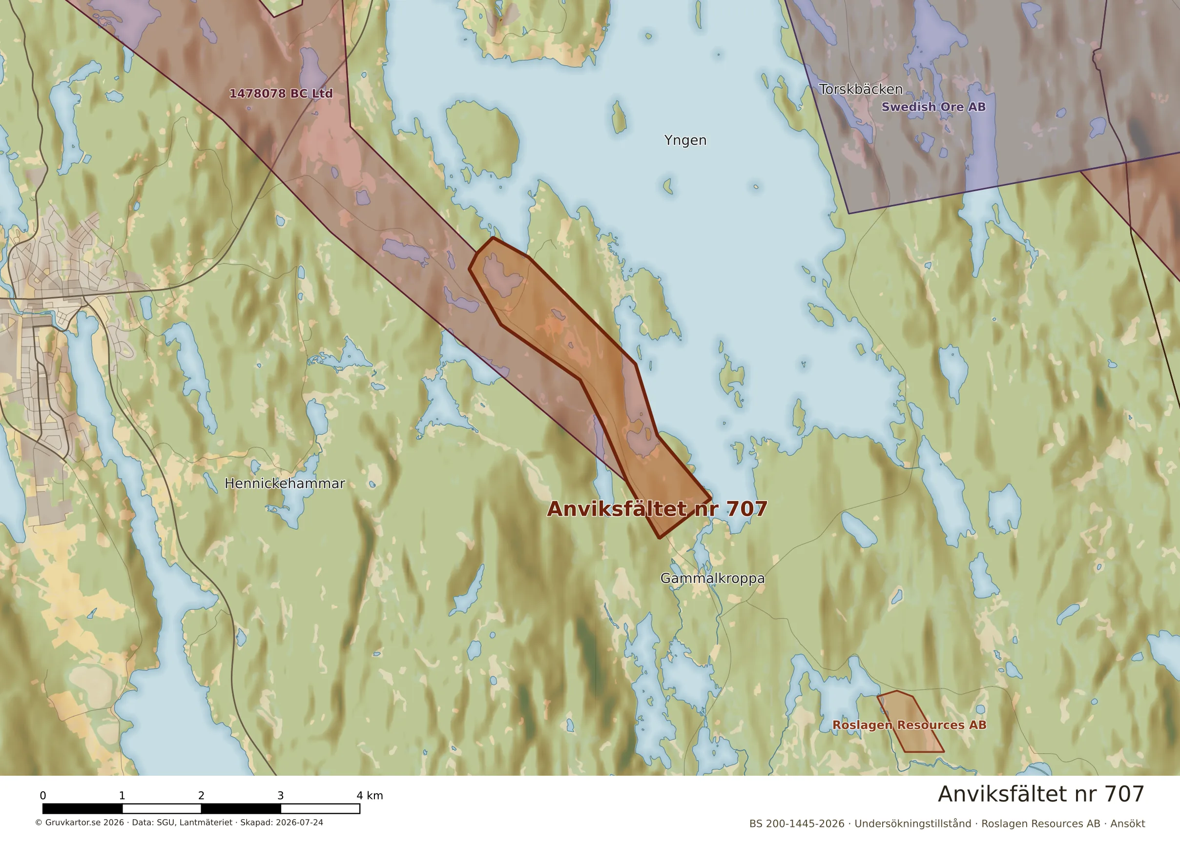 Närkarta över Anviksfältet nr 707