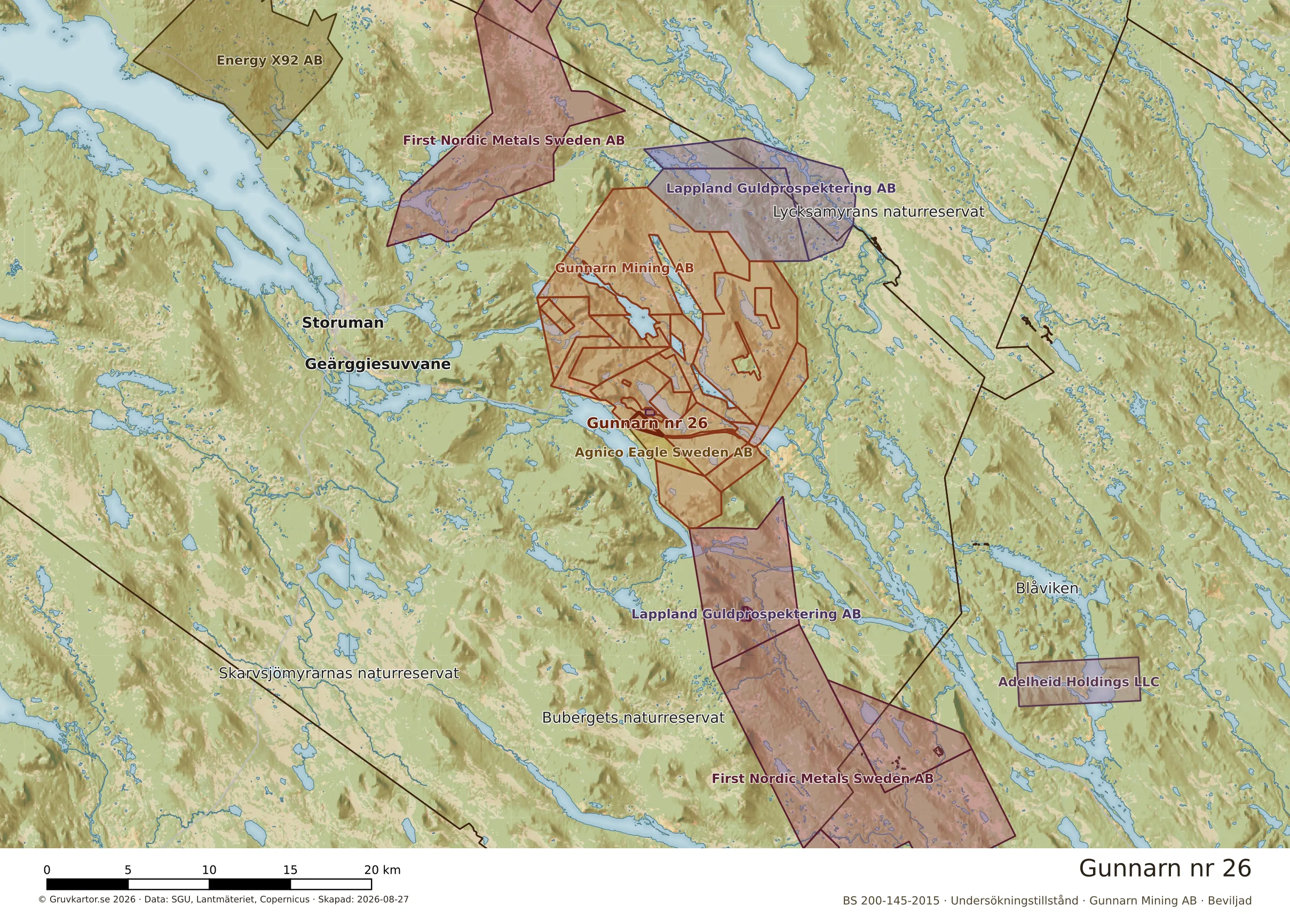 Översiktskarta över Gunnarn nr 26 i sitt landskap
