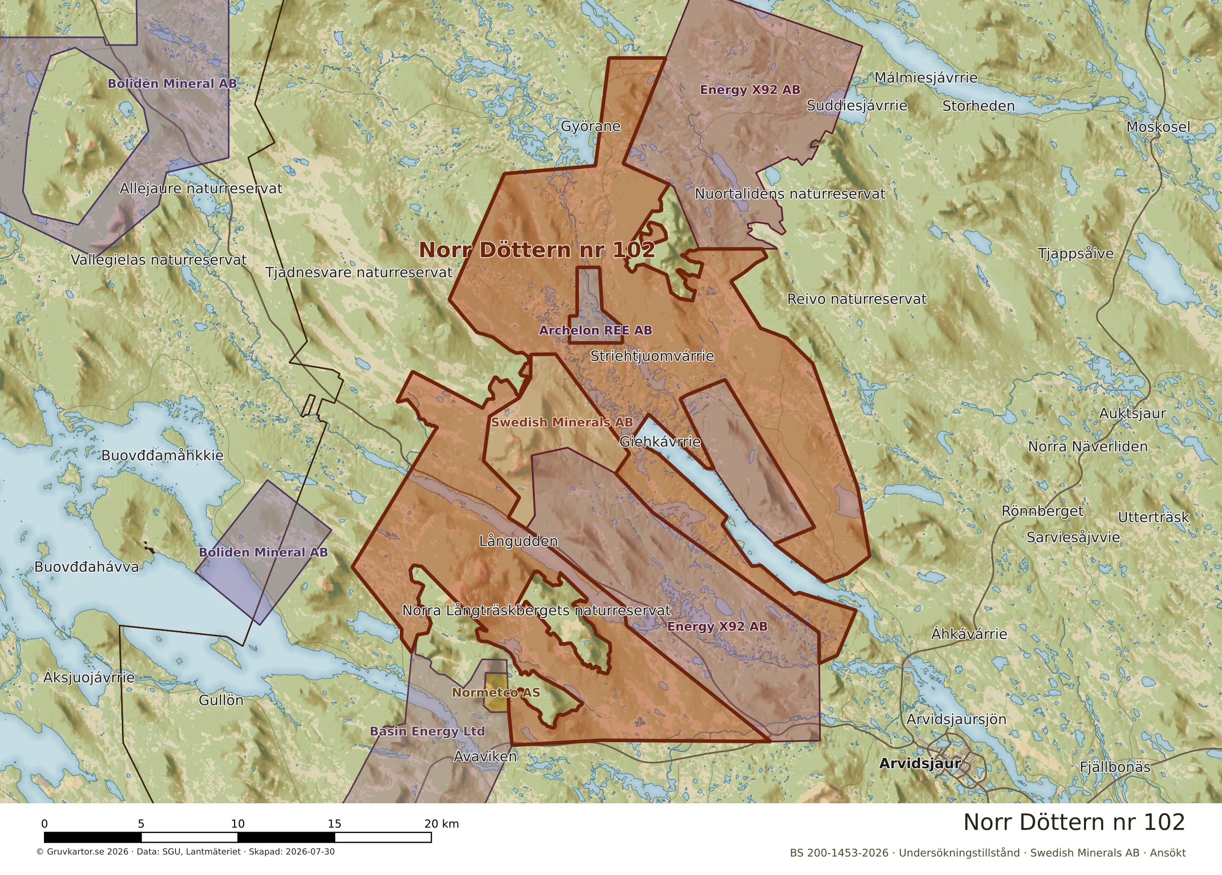 Närkarta över Norr Döttern nr 102