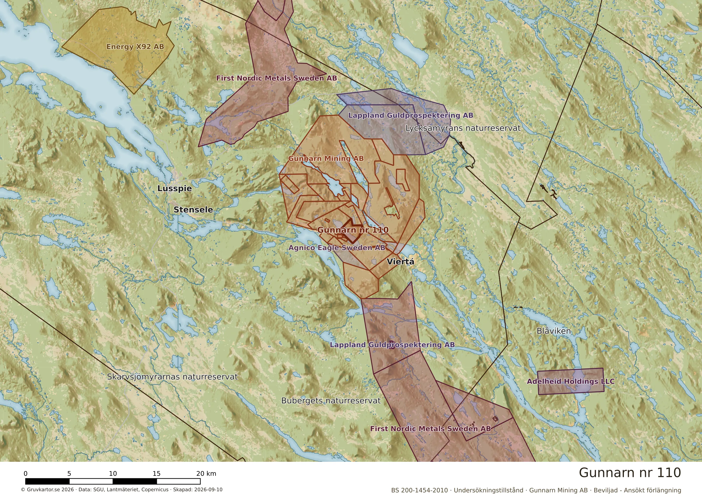 Översiktskarta över Gunnarn nr 110 i sitt landskap