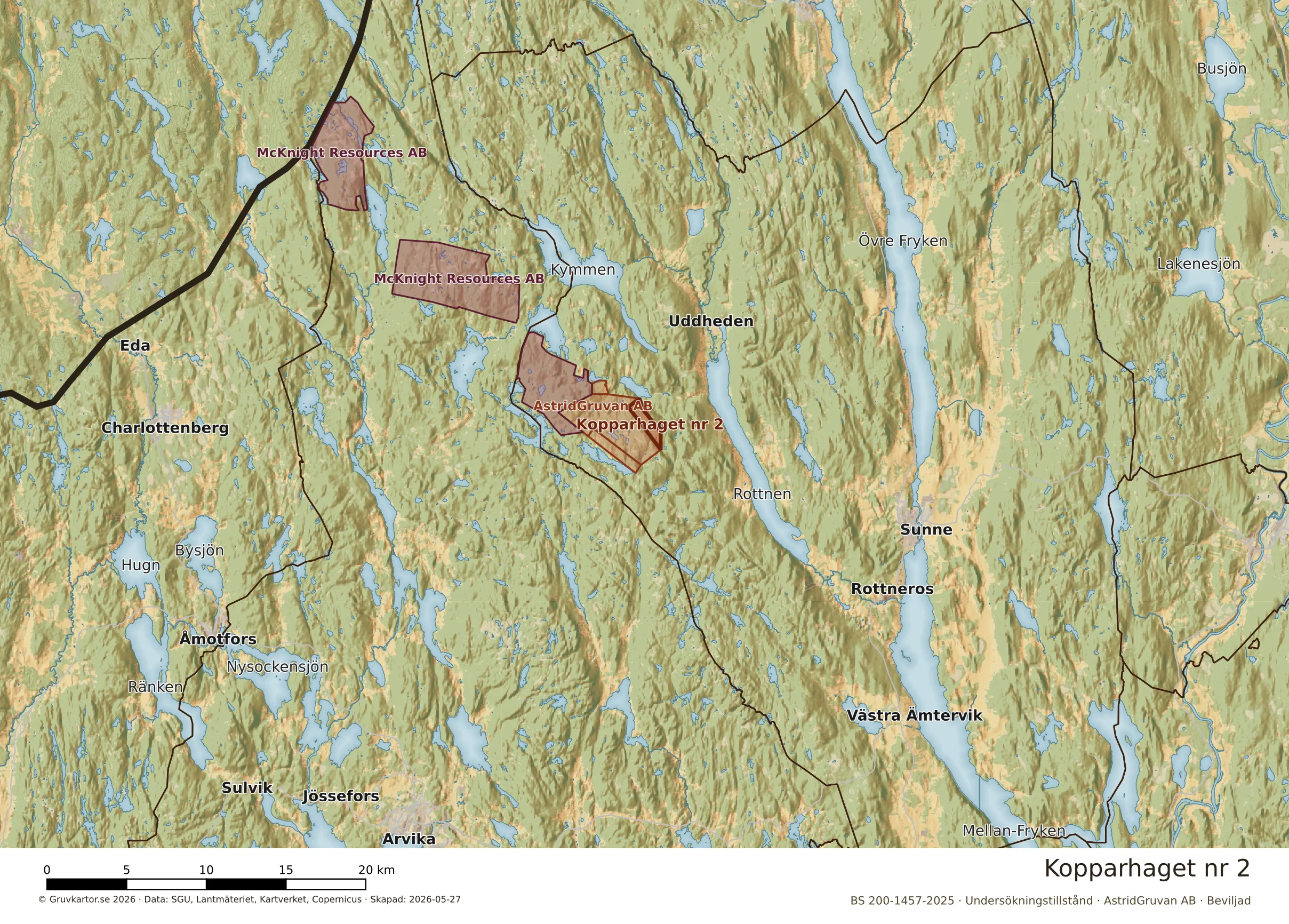Översiktskarta över Kopparhaget nr 2 i sitt landskap