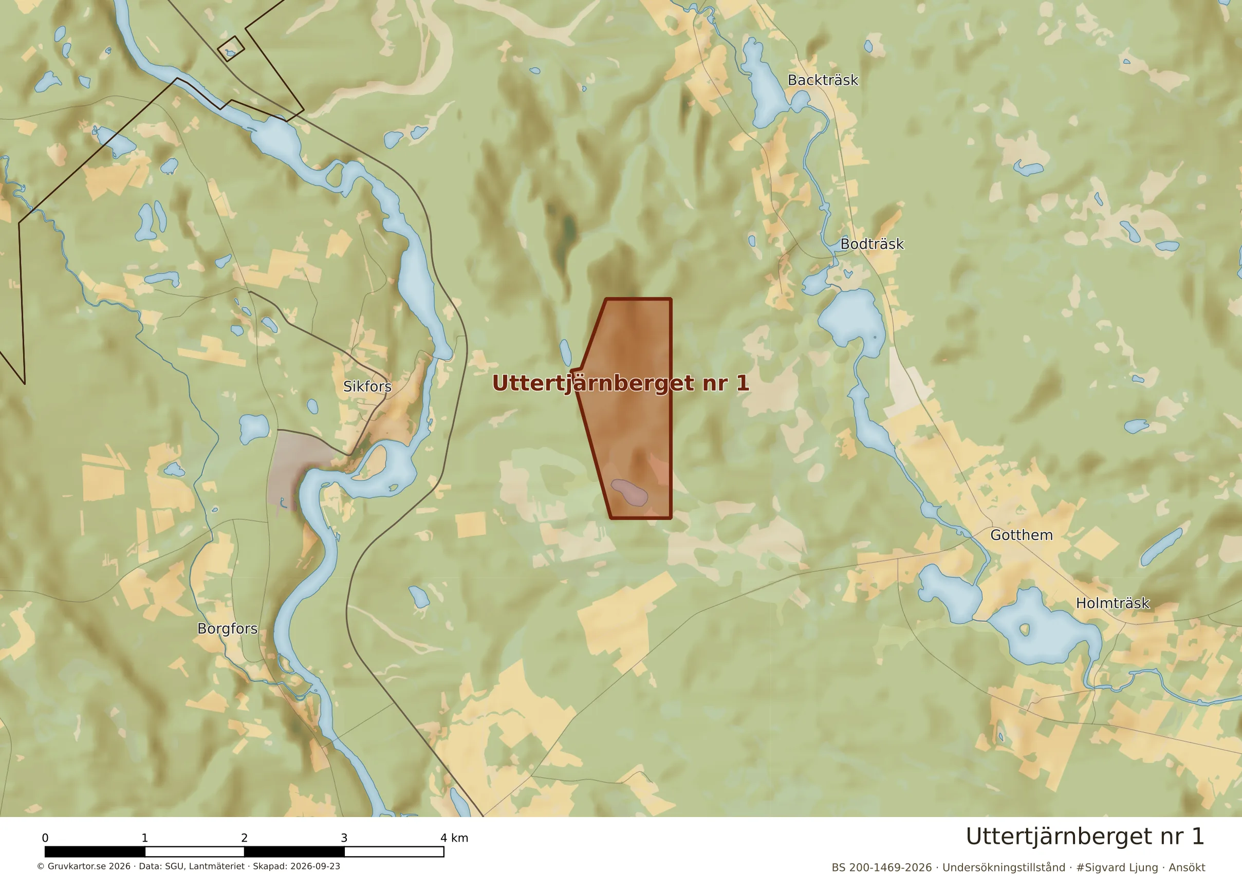 Närkarta över Uttertjärnberget nr 1