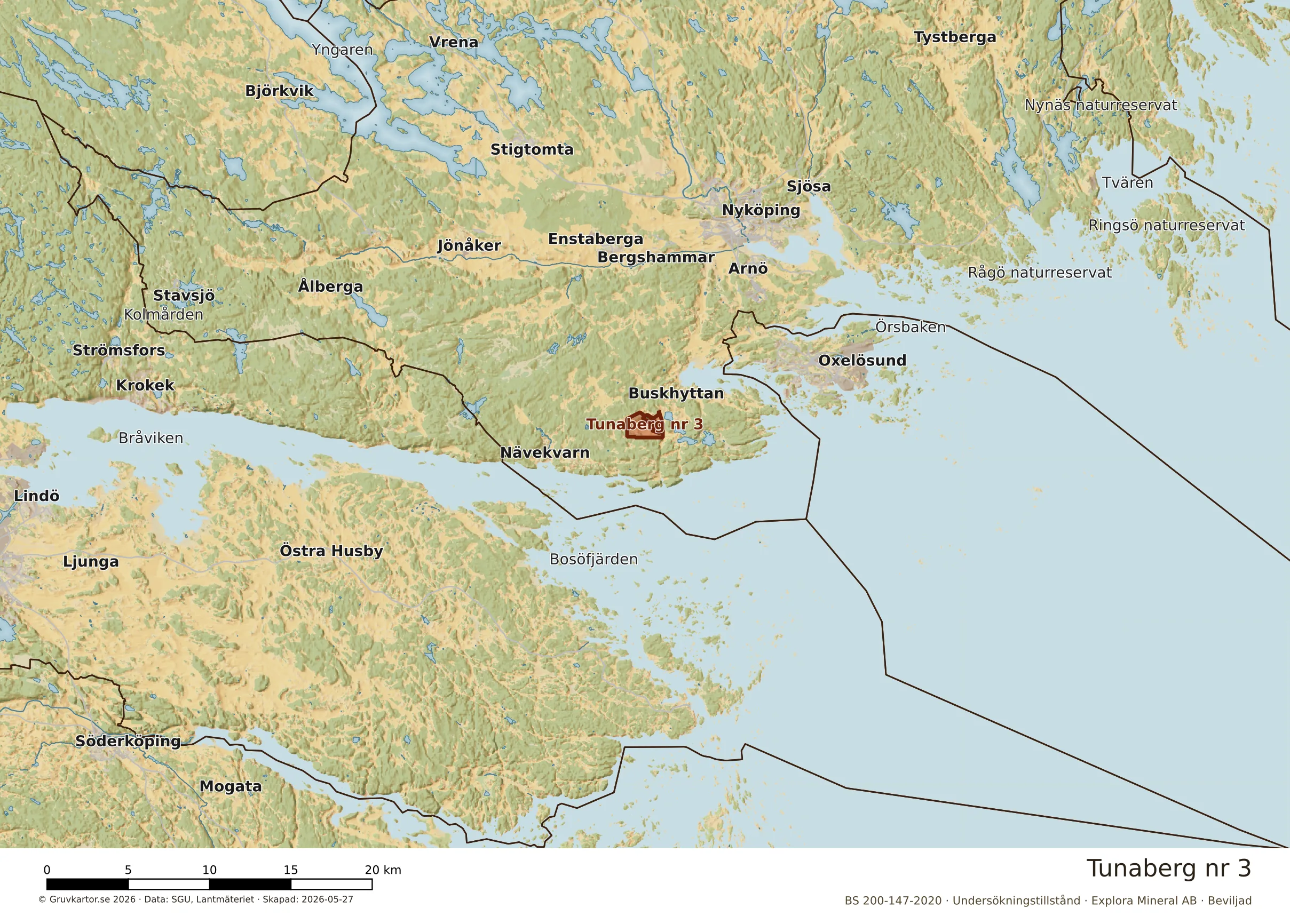 Översiktskarta över Tunaberg nr 3 i sitt landskap
