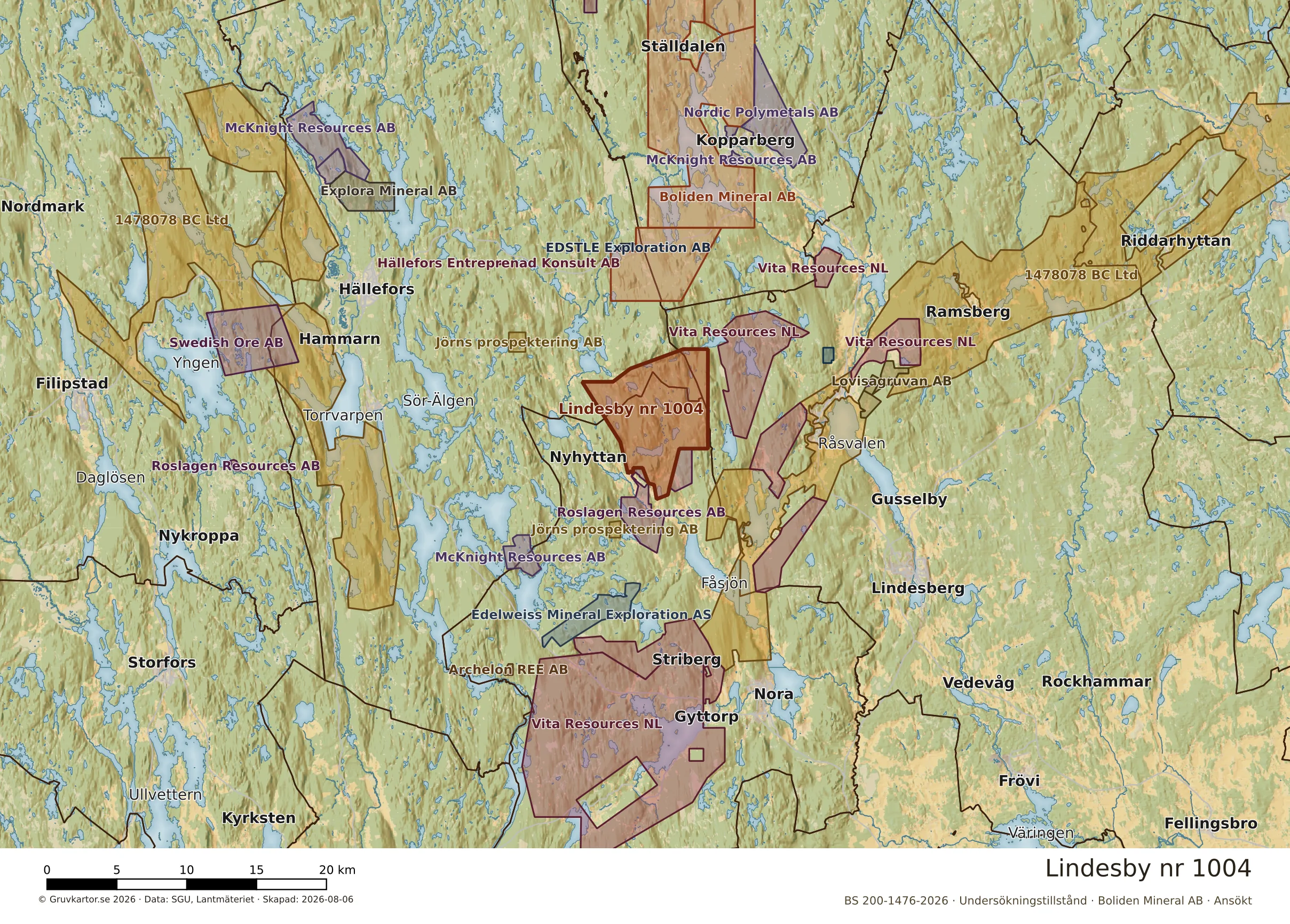 Översiktskarta över Lindesby nr 1004 i sitt landskap