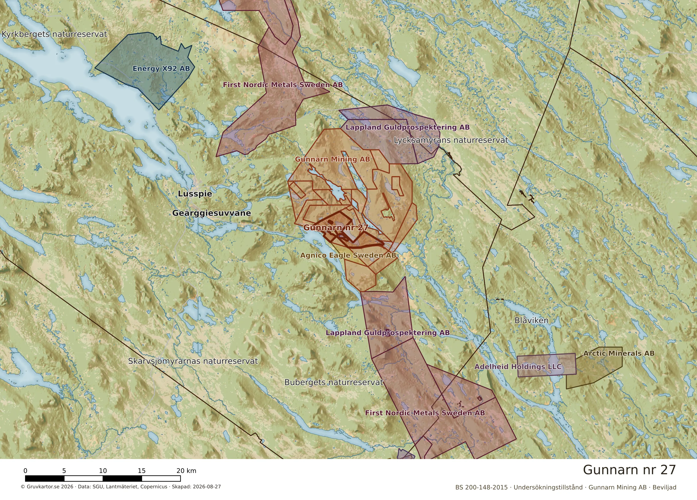 Översiktskarta över Gunnarn nr 27 i sitt landskap