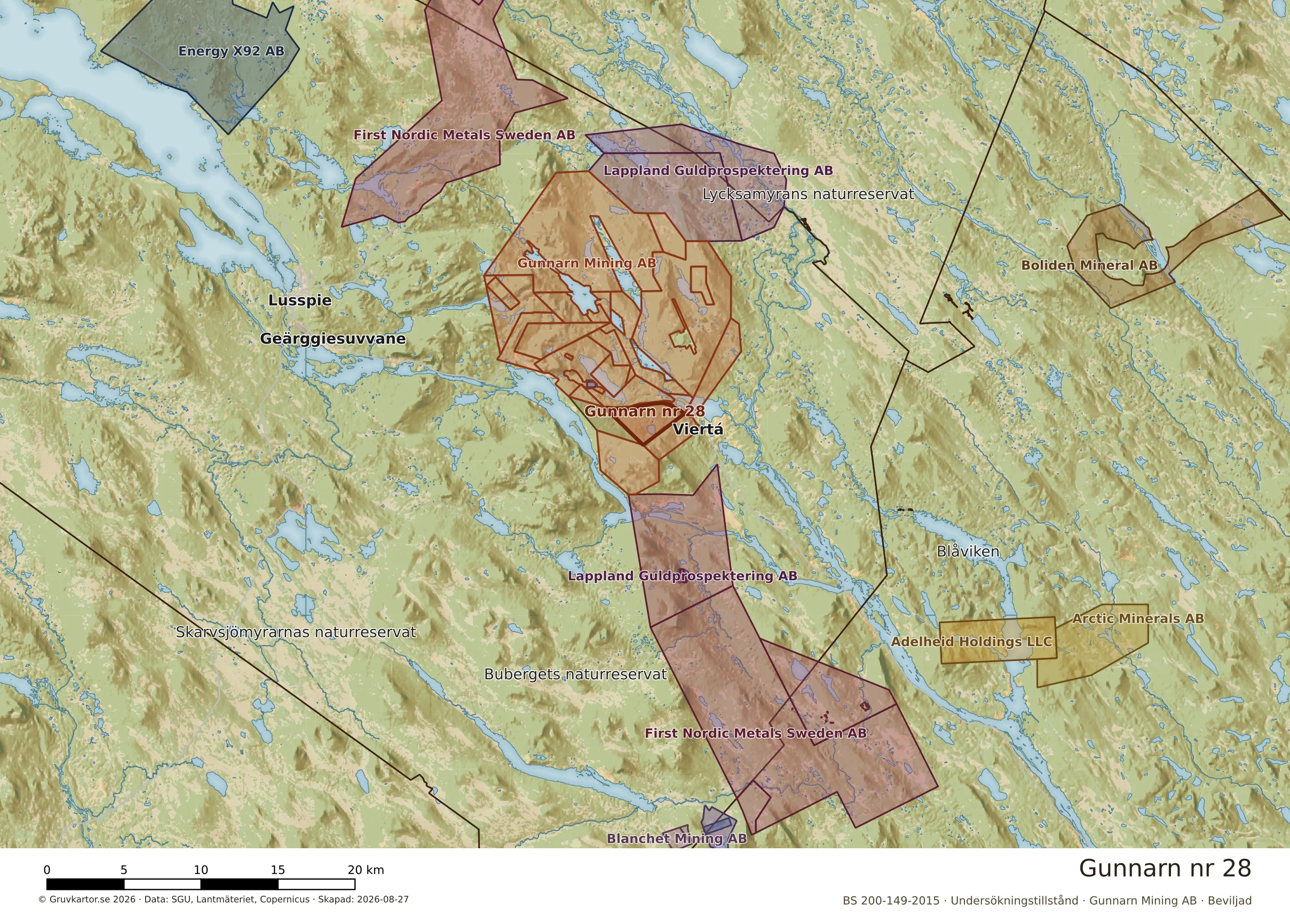 Översiktskarta över Gunnarn nr 28 i sitt landskap
