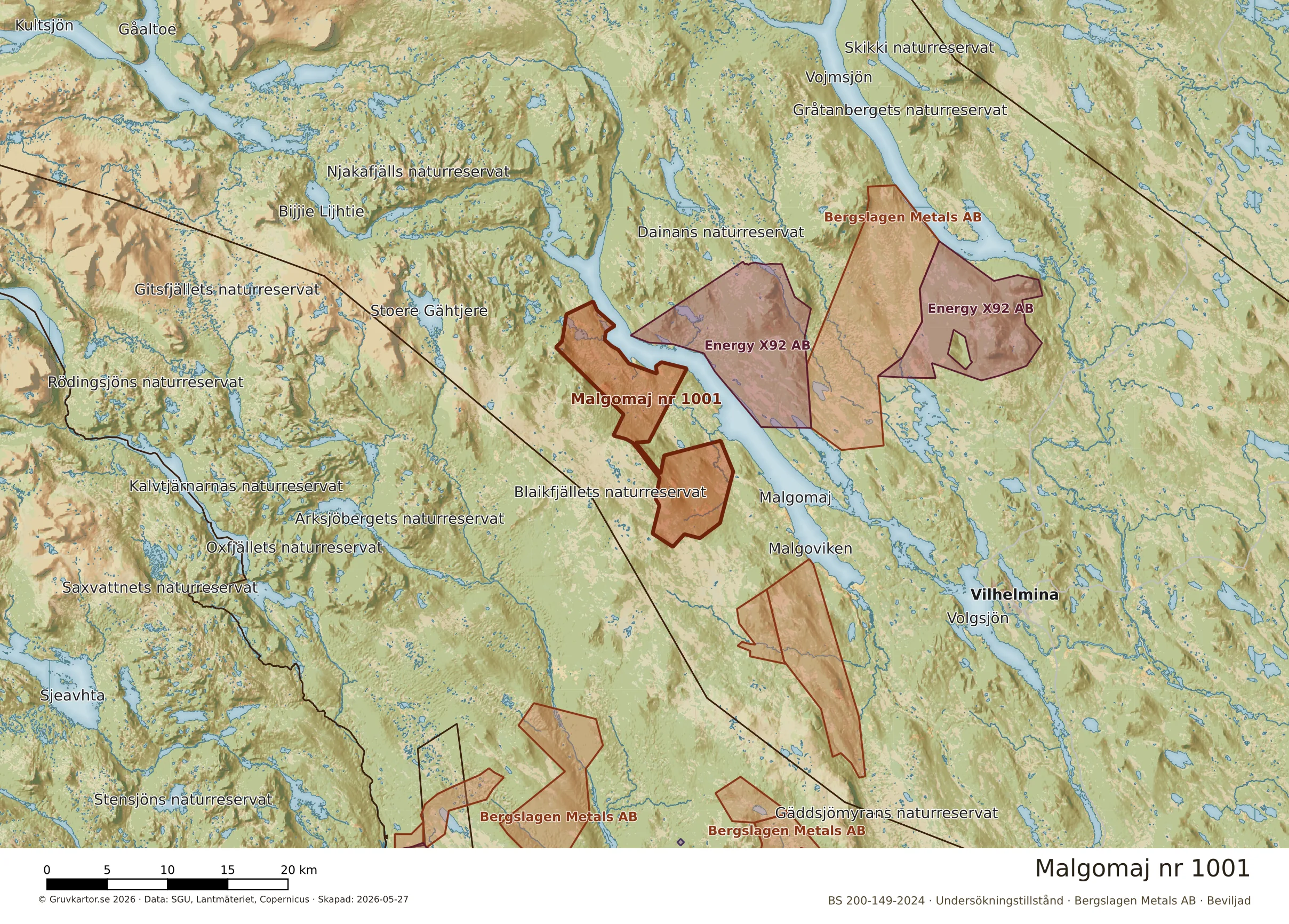 Översiktskarta över Malgomaj nr 1001 i sitt landskap