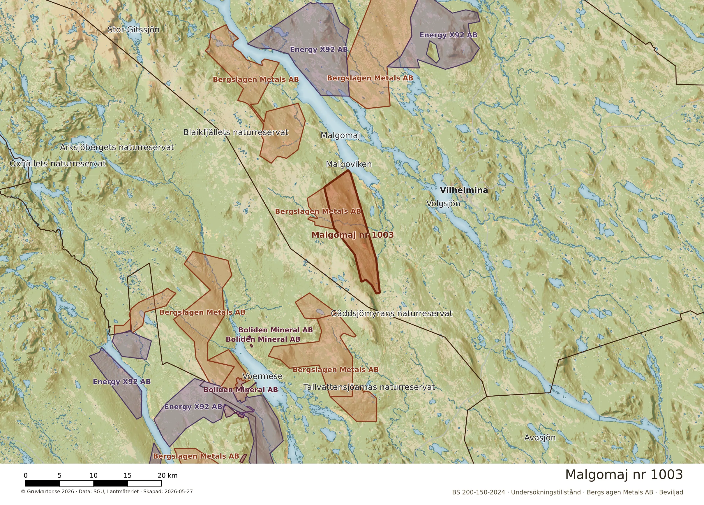Översiktskarta över Malgomaj nr 1003 i sitt landskap