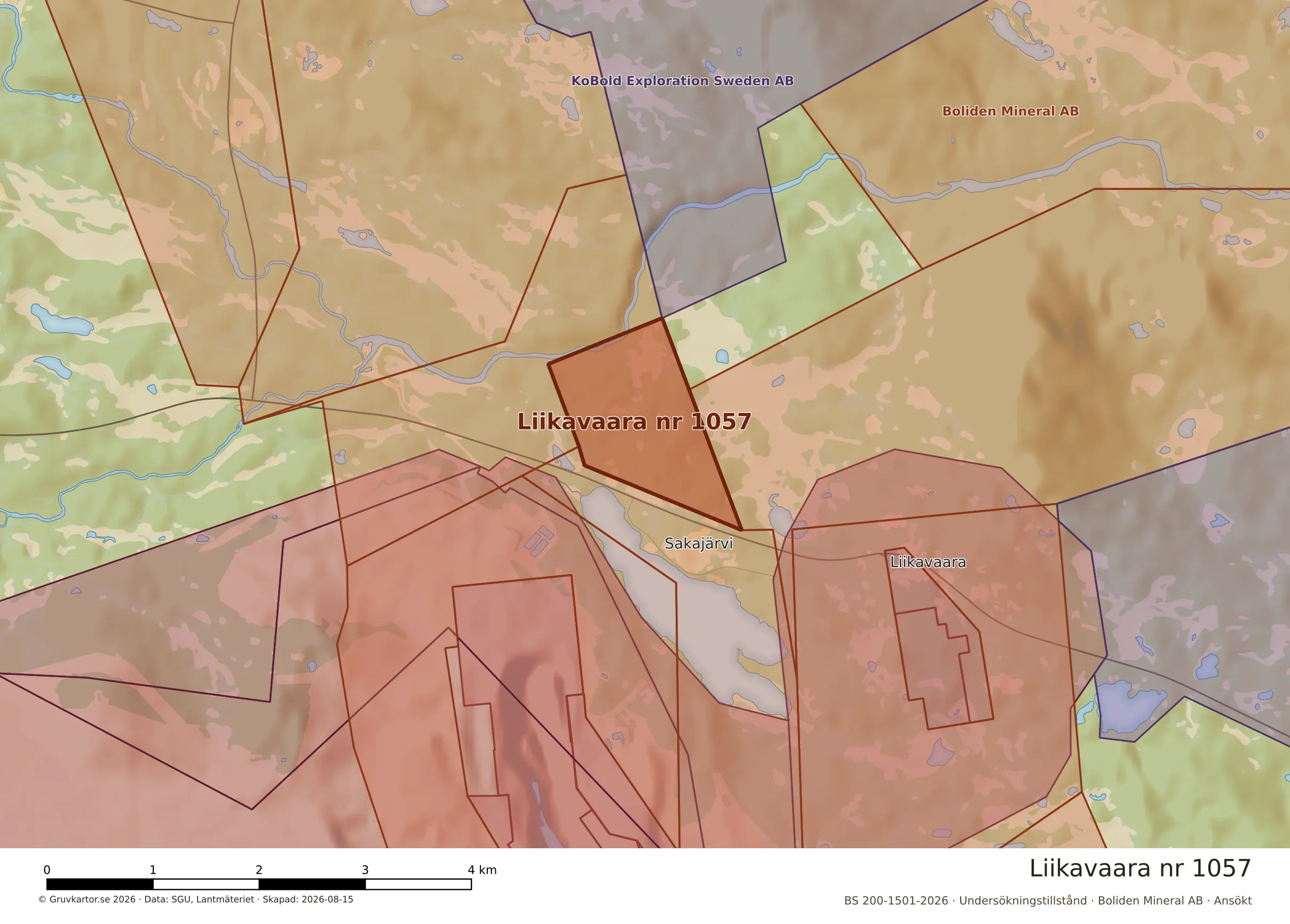 Närkarta över Liikavaara nr 1057