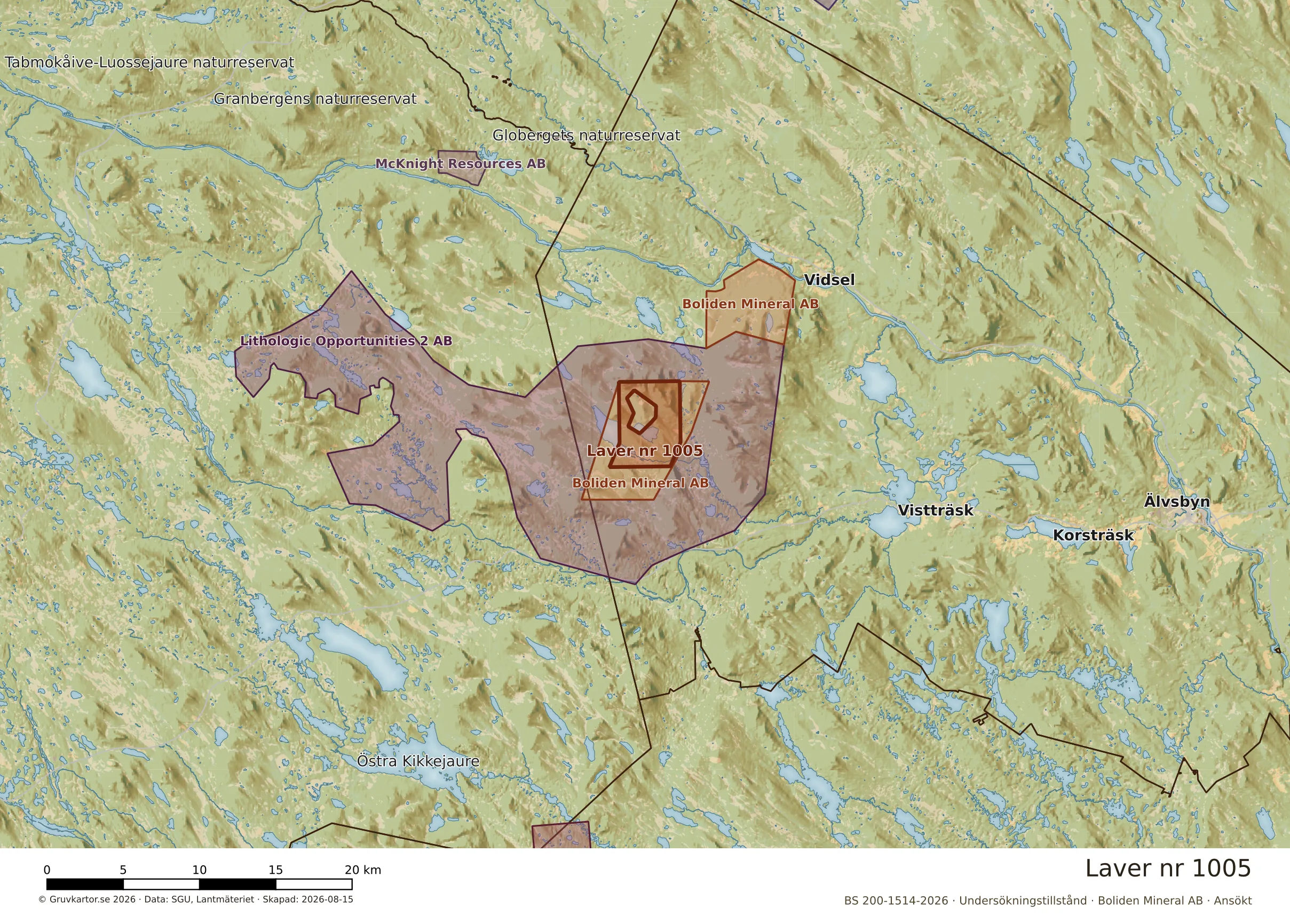 Översiktskarta över Laver nr 1005 i sitt landskap