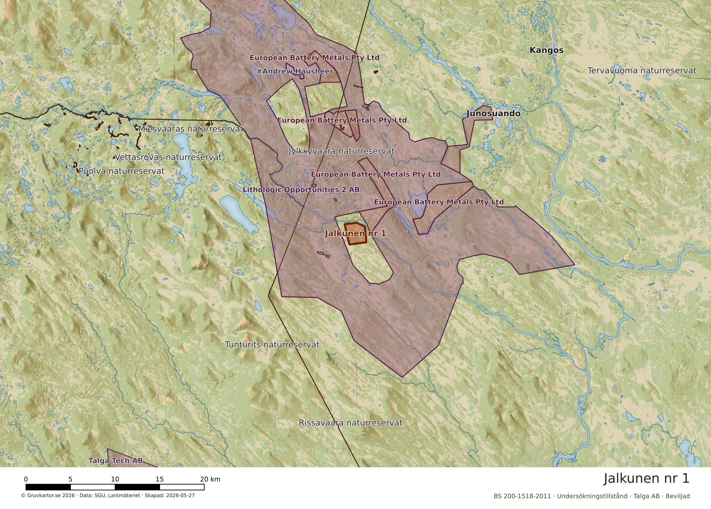 Översiktskarta över Jalkunen nr 1 i sitt landskap
