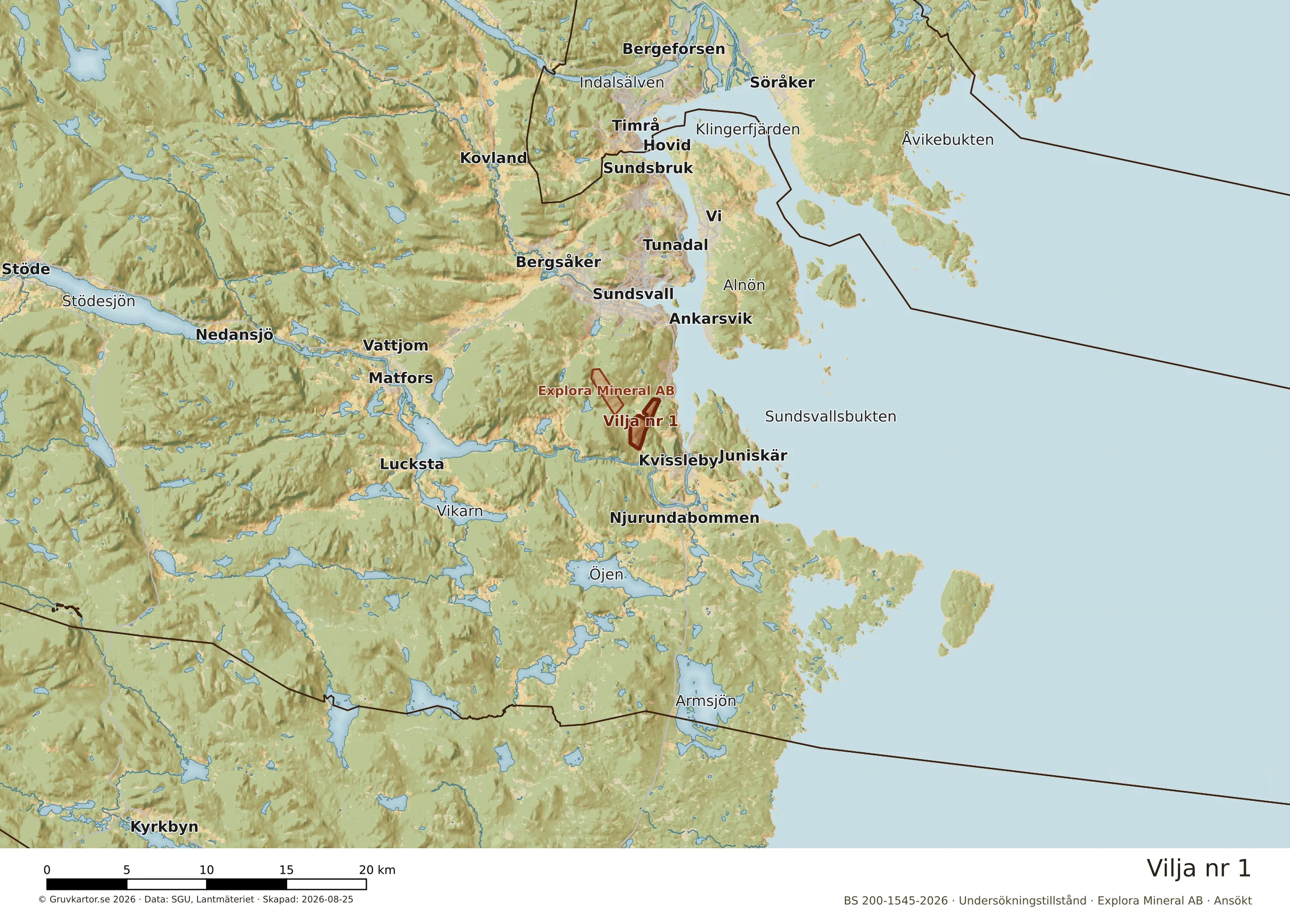 Översiktskarta över Vilja nr 1 i sitt landskap