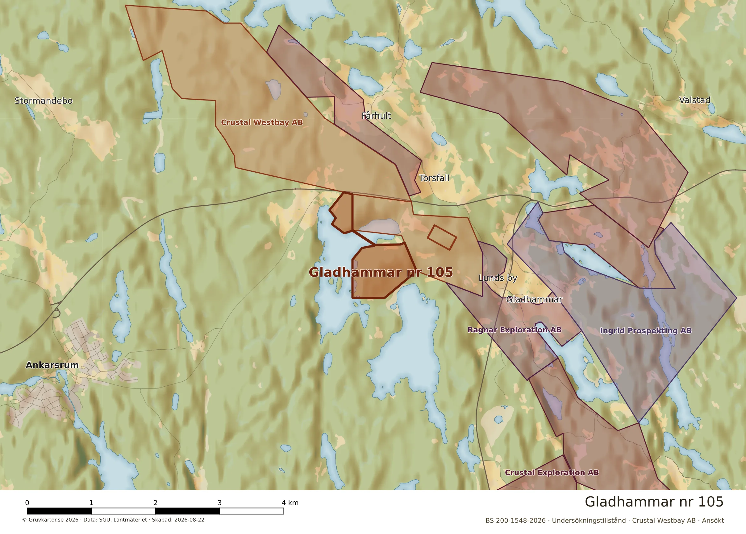 Närkarta över Gladhammar nr 105