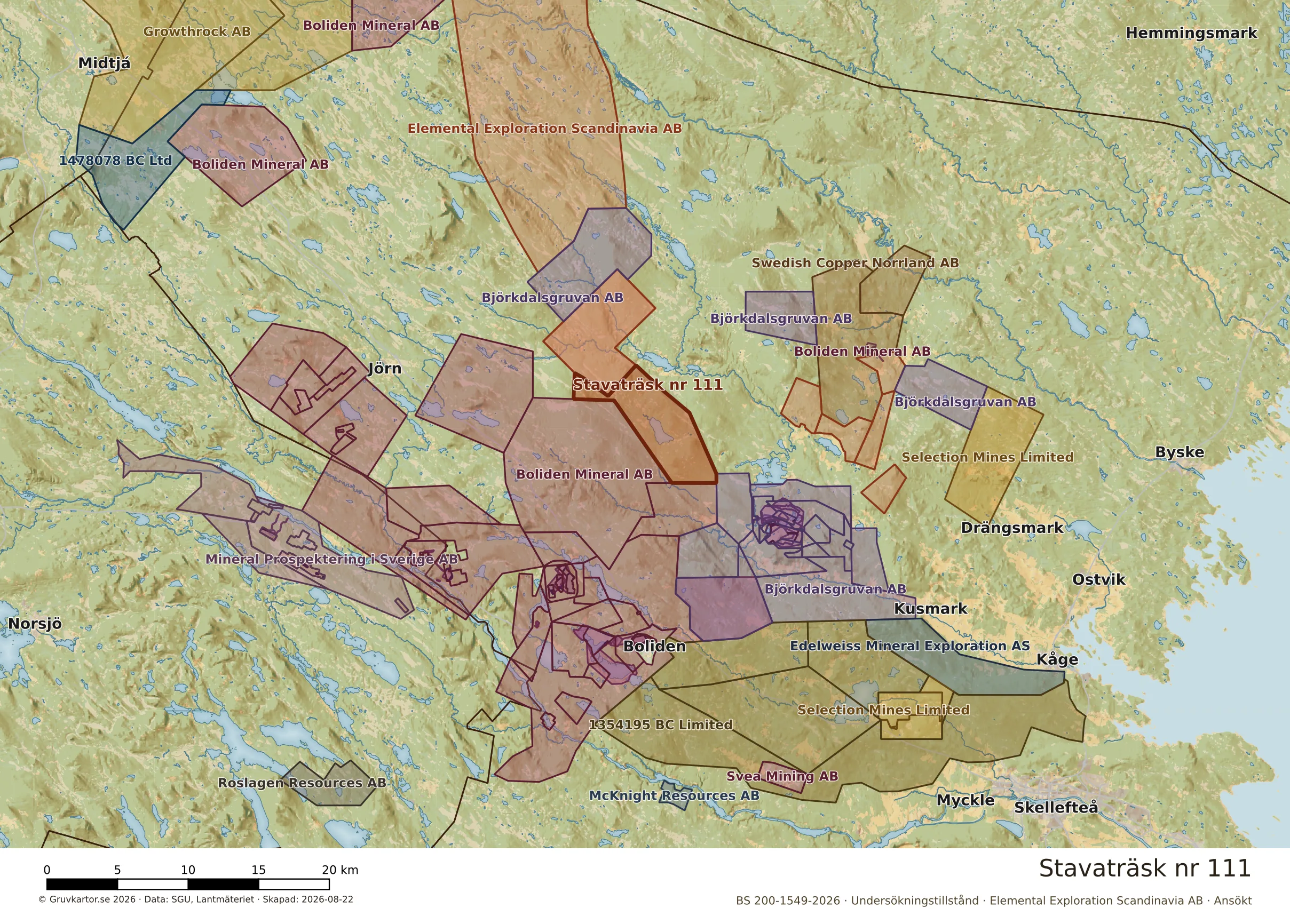 Översiktskarta över Stavaträsk nr 111 i sitt landskap