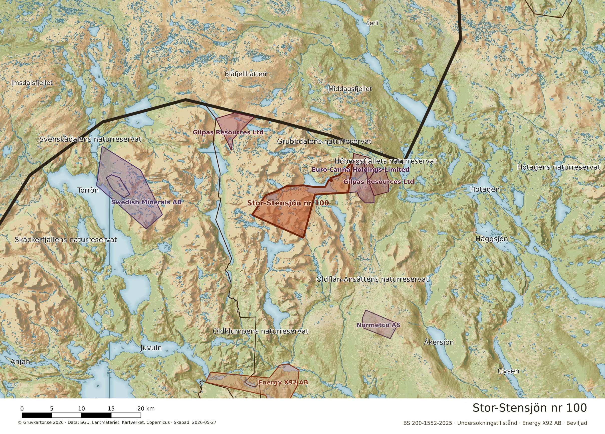 Översiktskarta över Stor-Stensjön nr 100 i sitt landskap