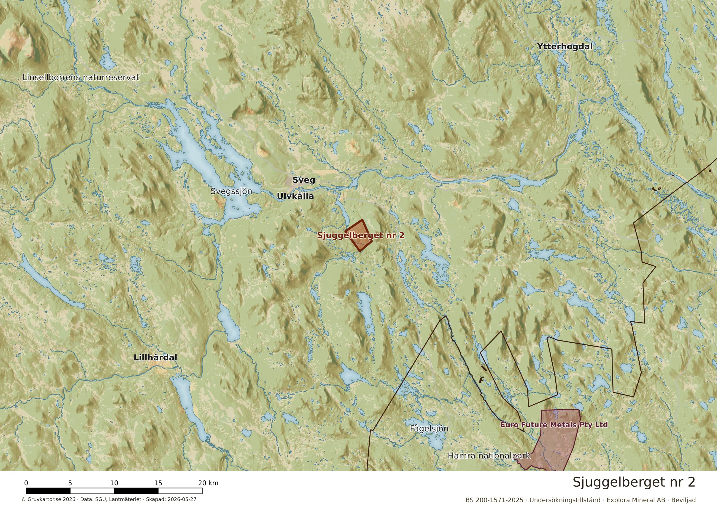 Översiktskarta över Sjuggelberget nr 2 i sitt landskap