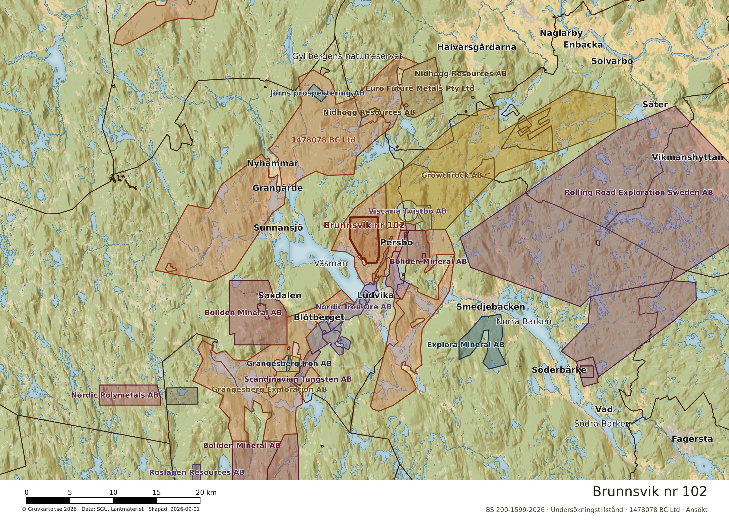 Översiktskarta över Brunnsvik nr 102 i sitt landskap