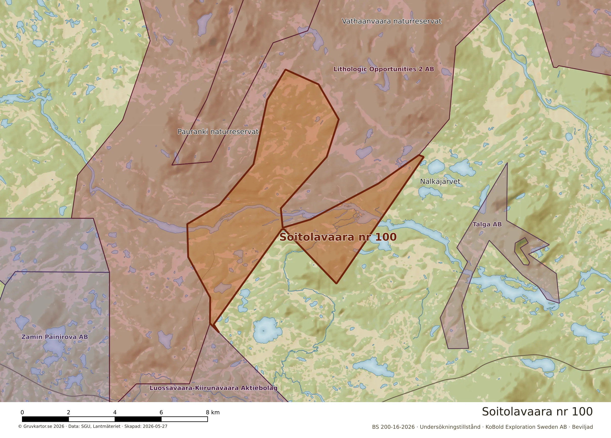 Närkarta över Soitolavaara nr 100