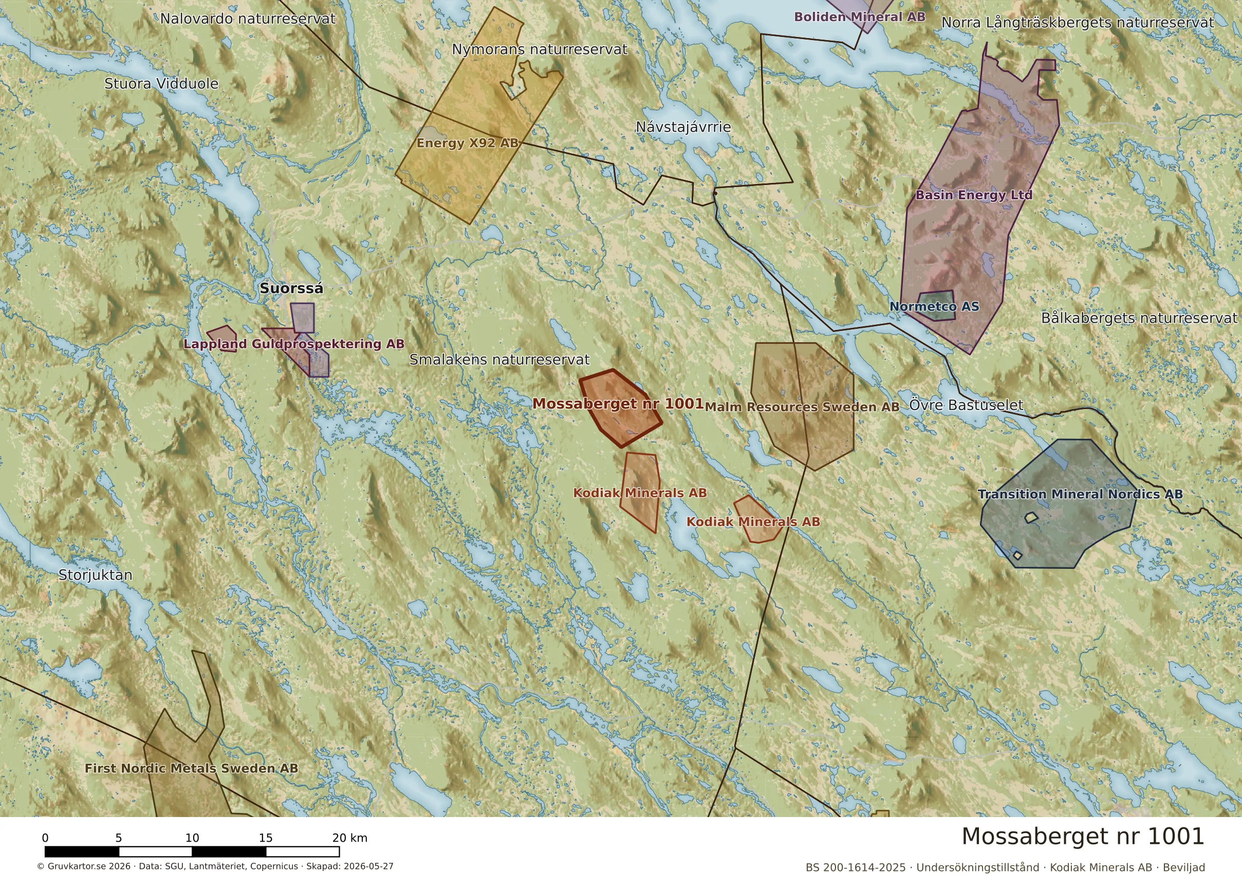 Översiktskarta över Mossaberget nr 1001 i sitt landskap