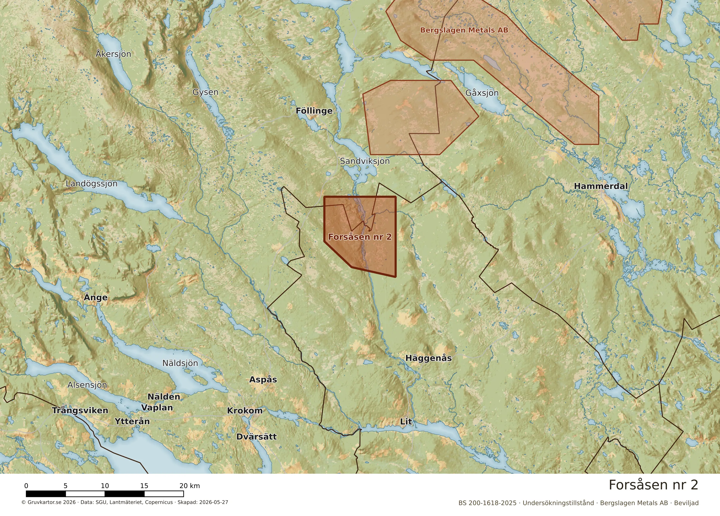 Översiktskarta över Forsåsen nr 2 i sitt landskap