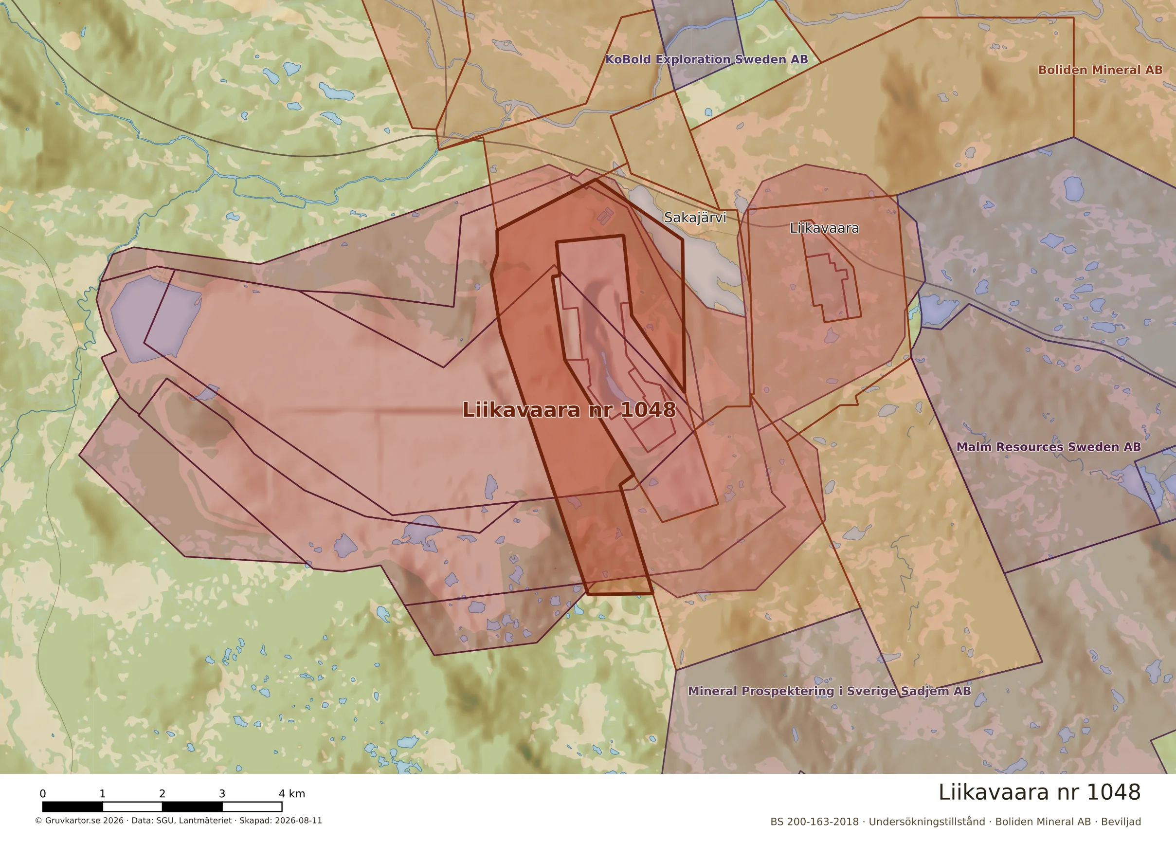 Närkarta över Liikavaara nr 1048